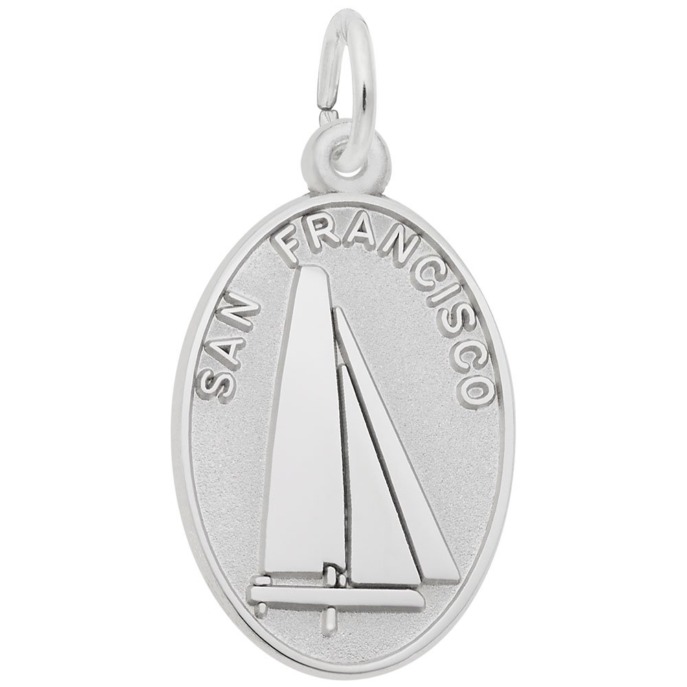 San Francisco Catamaran Disc Charm - Sterling Silver Jewelry Charm for Bracelets & Necklaces - Perfect for Beach Lovers & Nautical Style Accessories