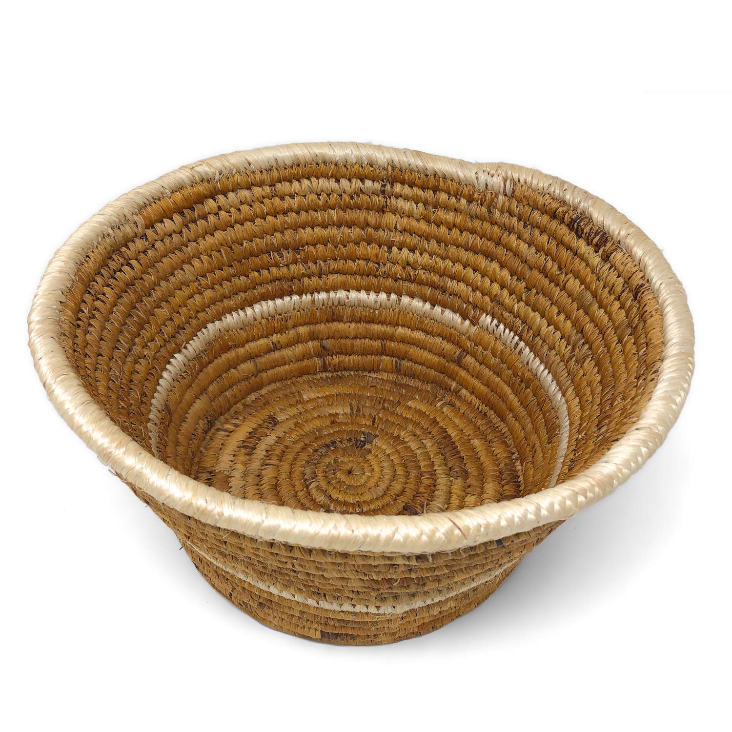 Fair Trade African Handwoven Banana Fiber Basket - Small, Eco-Friendly & Sustainable Storage for Home Decor, Kitchen, or Picnic Use