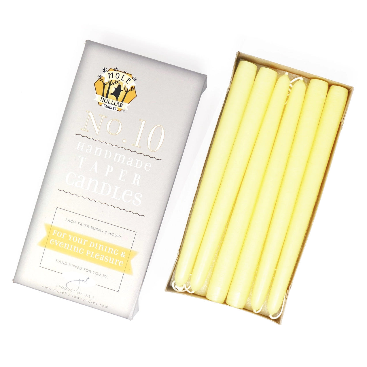 10 Pack Spring Yellow Taper Candles - Elegant 12 Inch Dripless Candles for Weddings, Dinner Parties & Home Decor (Set of 2)