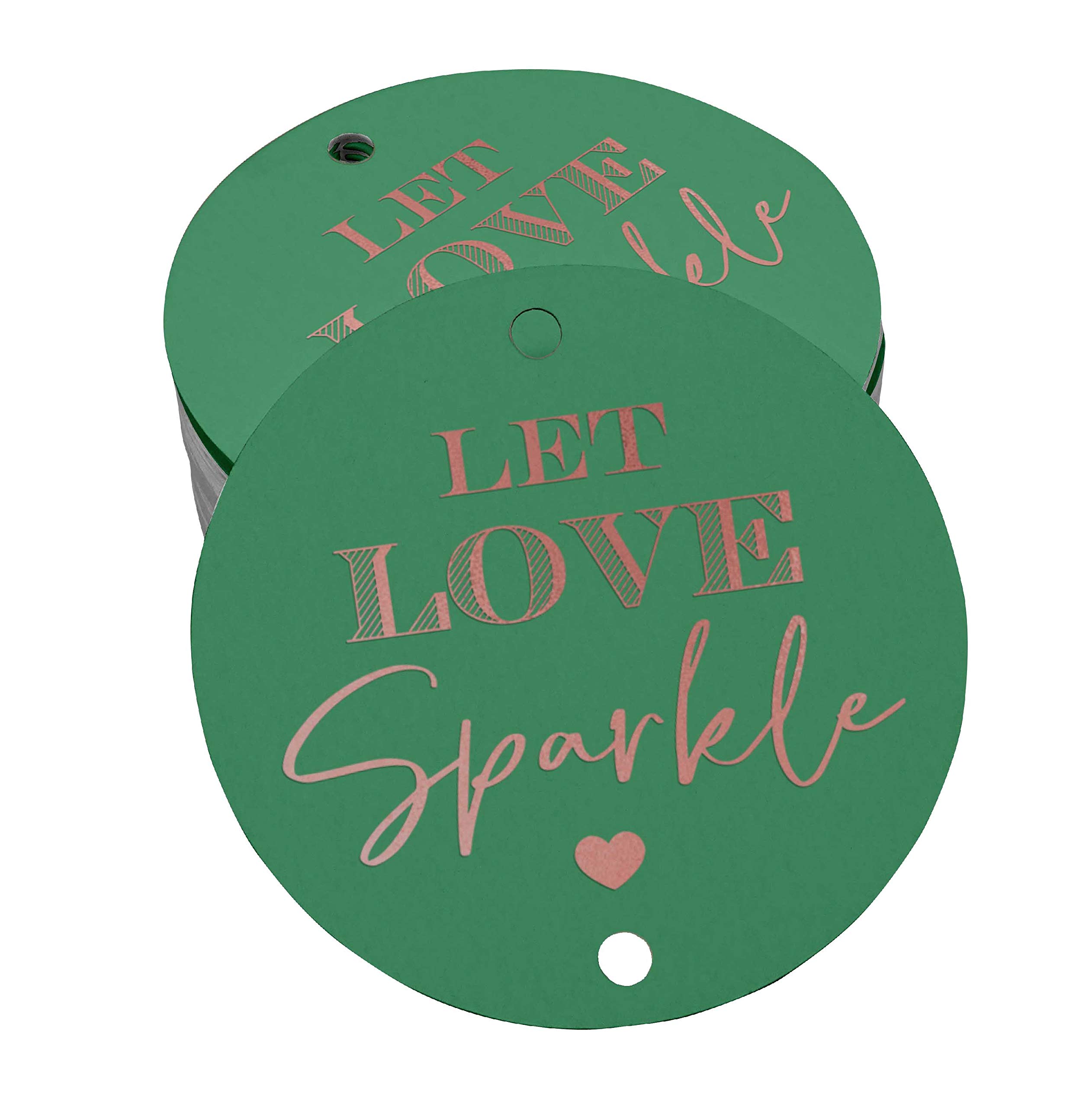 100pcs Real Rose Gold Foil Wedding Favor Tags - Elegant 'Let Love Sparkle' Hanging Paper Tags for Wedding Decor, Bridal Shower Favors & Anniversary Celebrations