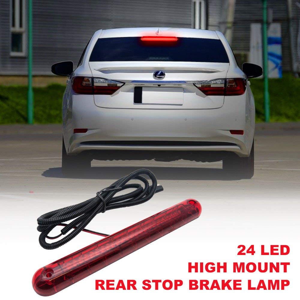 Maso 24 LED Universal Third Brake Light - High Level Rear Stop Light for Trucks, SUVs & Cars (Red) - Enhances Visibility & Safety for Night Driving & Bad Weather Conditions