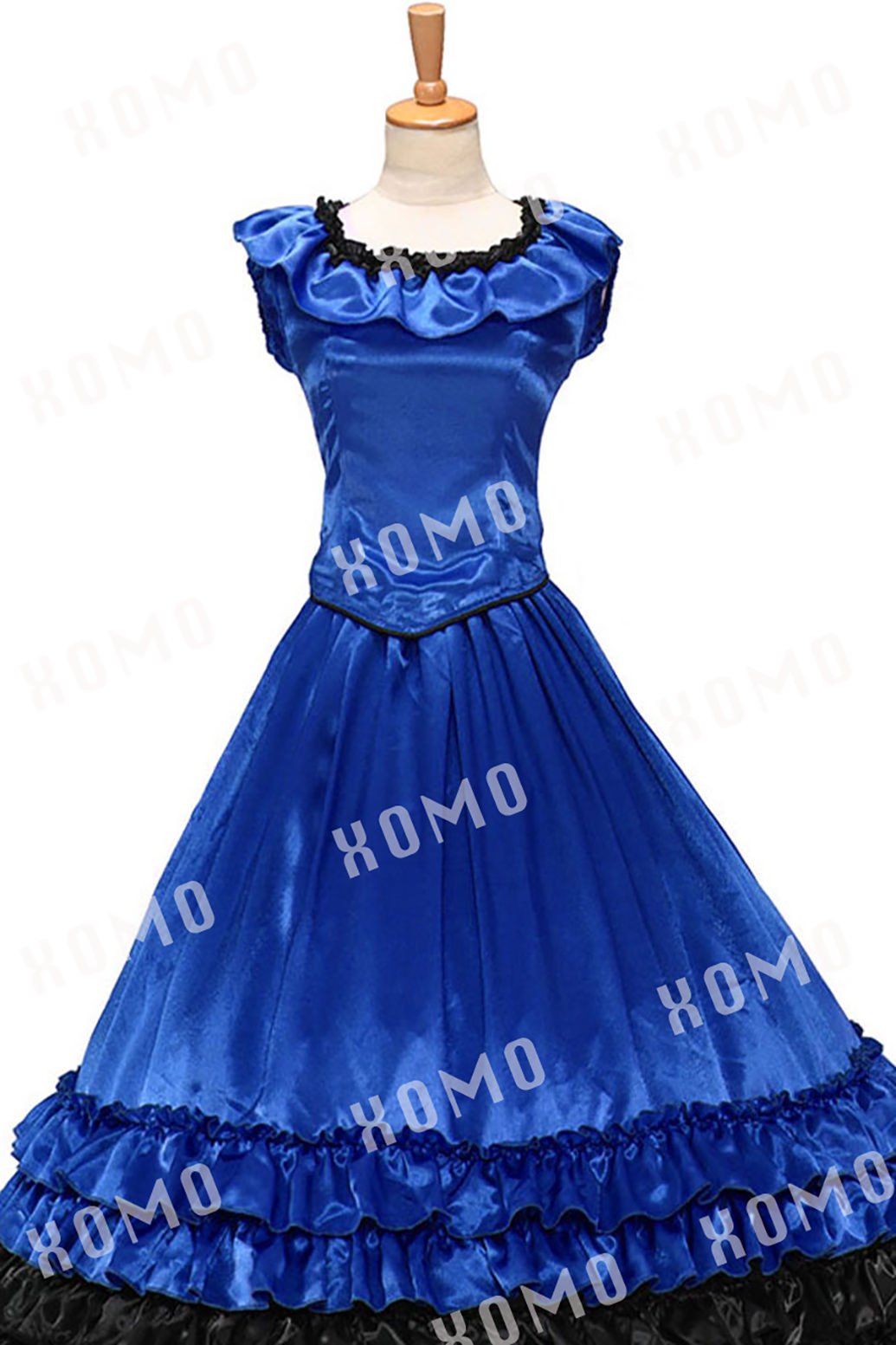 Elegant Colonial Civil War Style Satin Ball Gown - Luxury Prom Dress with Layered Ruffles for Historical Reenactments & Formal Events