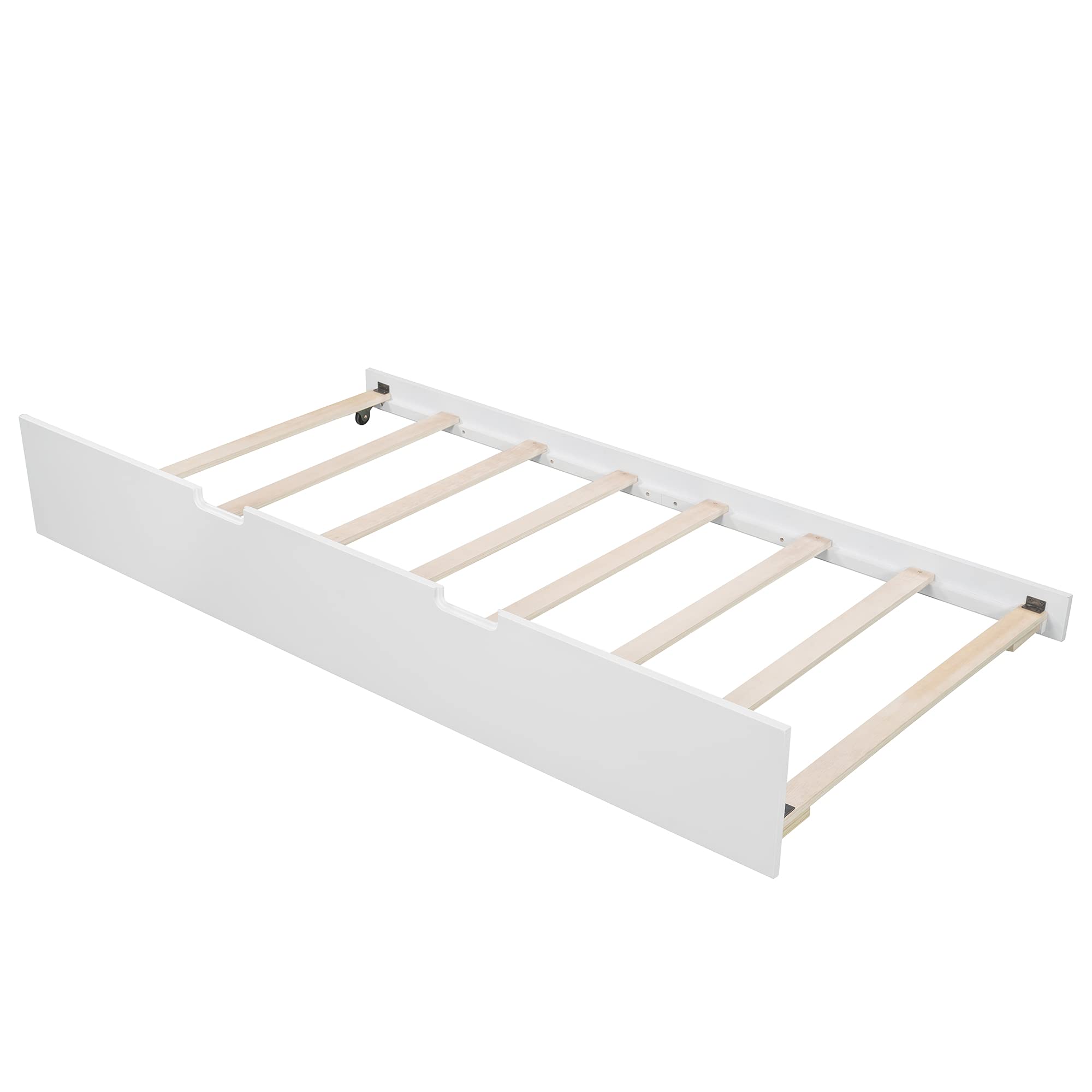 Solid Wood Twin Daybed with Trundle Bed - White Wooden Daybed Frame with Side Tables - Convertible Sofa Bed for Bedroom, Living Room & Guest Room - Perfect for Small Spaces, Sleepovers and Multi-Purpose Use