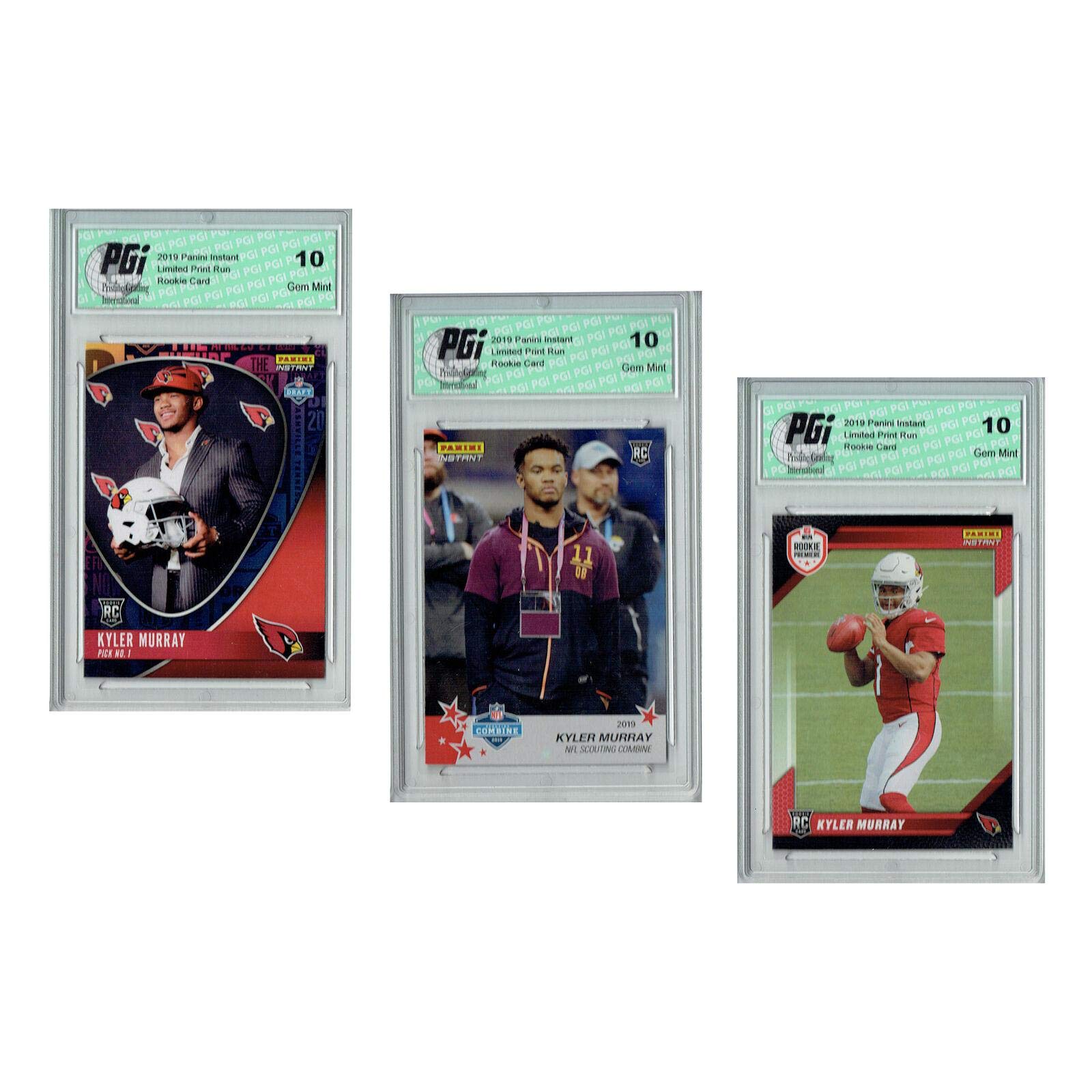 Kyler Murray 2019 Panini Instant & Rookie Premiere 3-Pack PGI 10 Graded Football Rookie Card - Collectible NFL Trading Card for Fans, Investors & Fantasy Football Enthusiasts