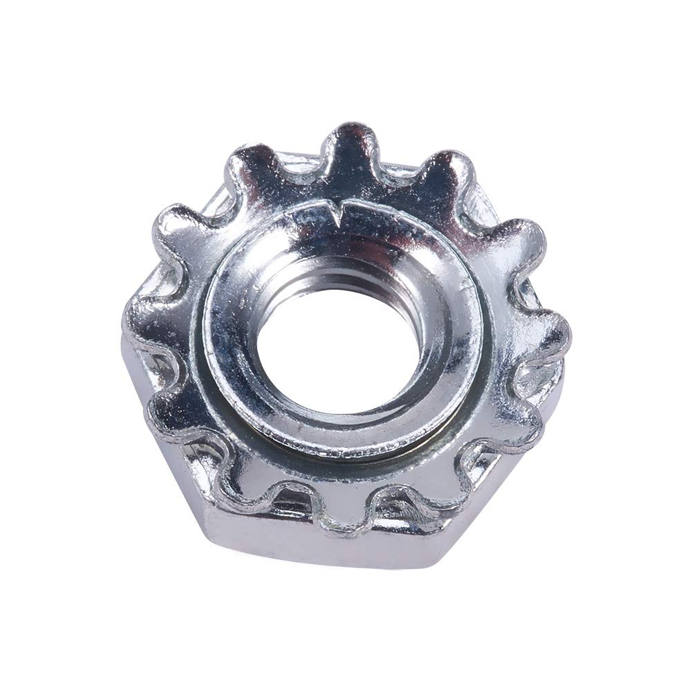 MroMax 8#-32 K-Lock Nuts, 100Pcs UNC Silver Zinc Plated Carbon Steel Keps Lock Nuts - Durable Hardware Fasteners for Machinery, Furniture & Electrical Appliances | Perfect for DIY Projects, Home Repairs & Industrial Use