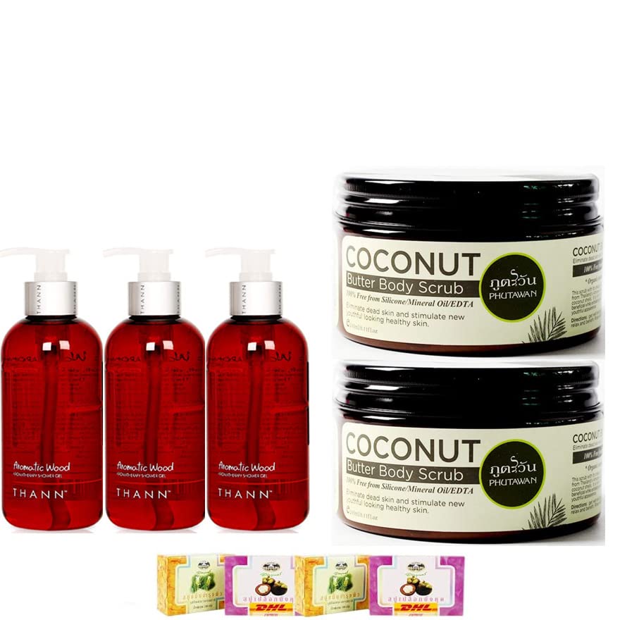 Thann Aromatic Wood Aromatherapy Shower Gel with Rice Bran Oil & Organic Coconut Butter - Moisturizing Body Wash for Relaxation | Perfect for Spa Day, Gift Sets & Daily Shower Routine - Express DHL Shipping