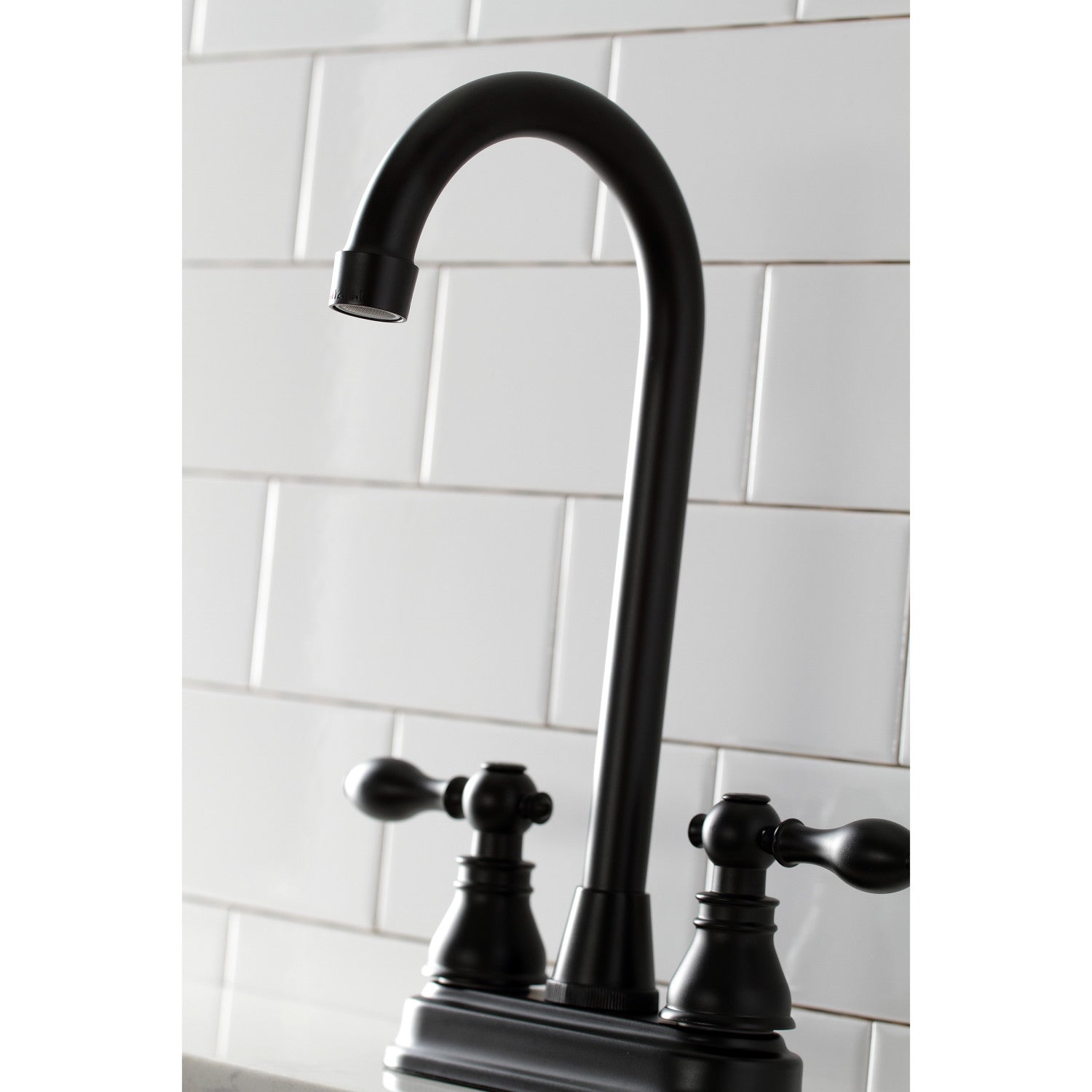 American Classic KB490ACL Two Handle 2 Hole Deck Mount Bar Faucet in Matte Black - Perfect for Kitchen Sinks, Wet Bars, and Outdoor Entertaining Areas