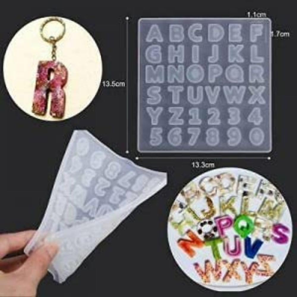 SNOOGG 5-Piece Small ABCD Epoxy Resin Molds for Pendants, Keychains & Crafts - Transparent Silicone Letter Molds for DIY Jewelry, Coasters & Home Decor Projects