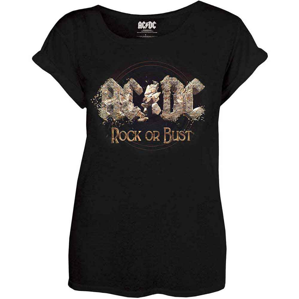 Rock Or Bust AC/DC Women's Vintage Rock Band T-Shirt - Soft Cotton Tee for Concerts, Parties & Casual Wear