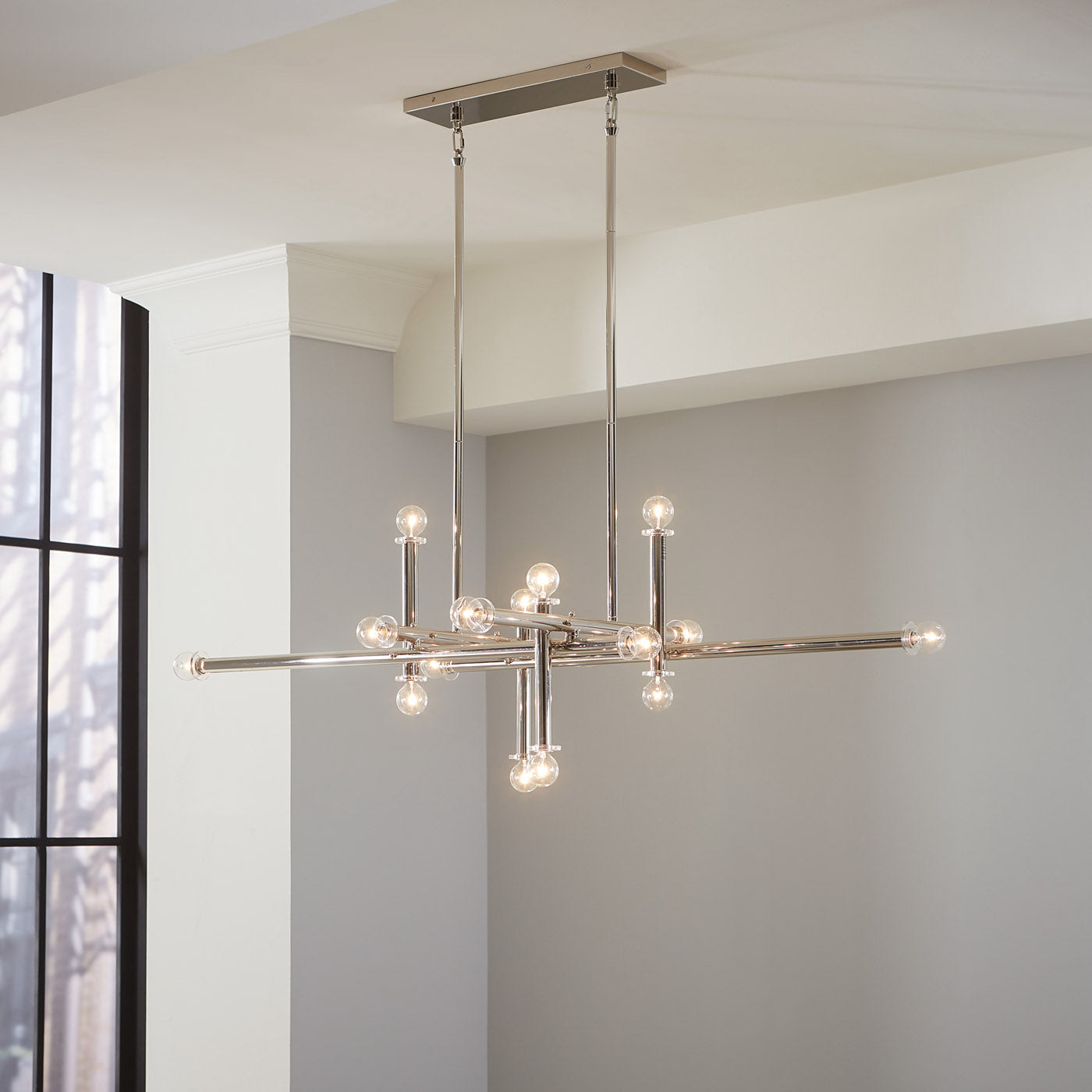 Milano Linear Chandelier - Modern 6-Light LED Pendant Lighting Fixture for Dining Room, Kitchen Island & Living Room Decor