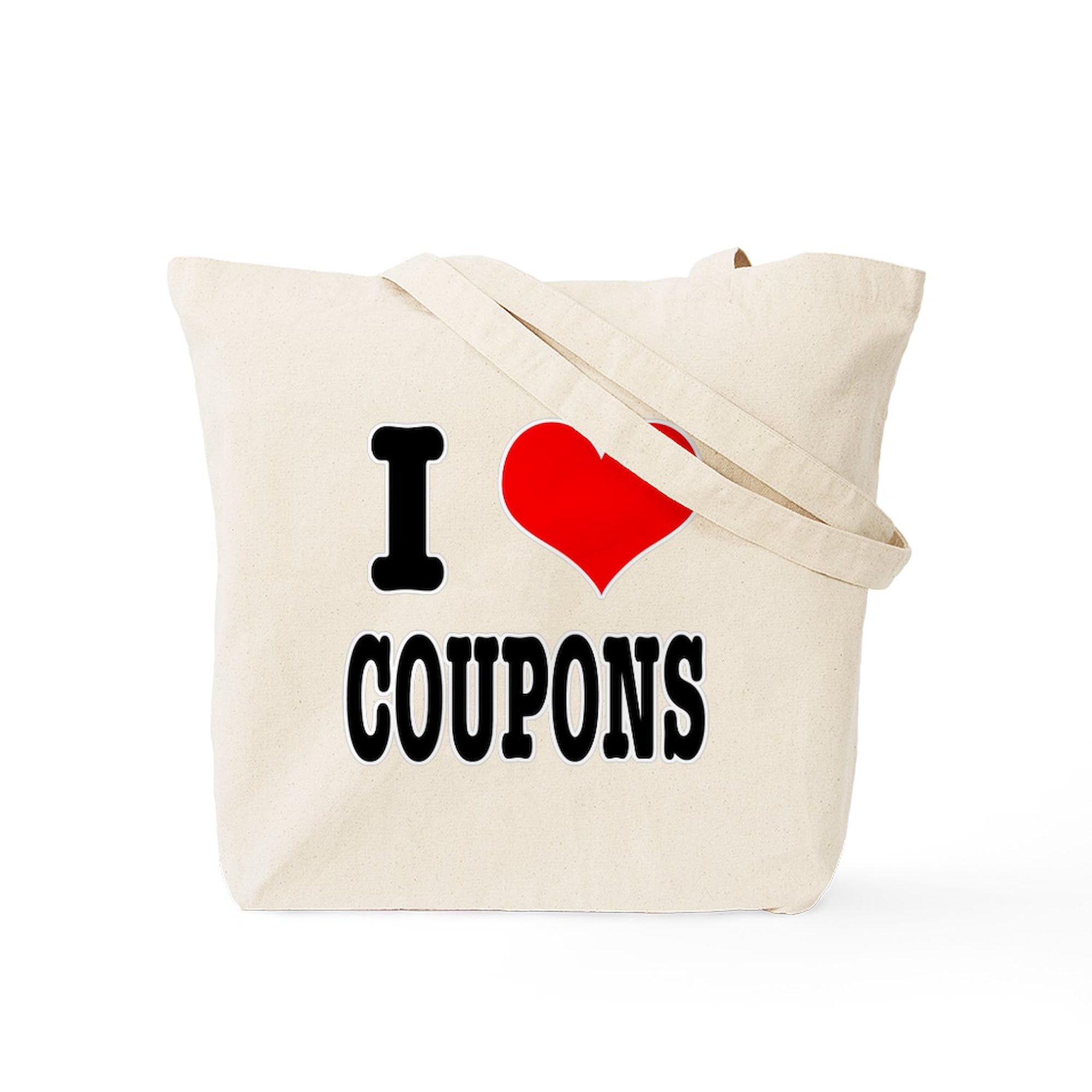 CafePress I Love Coupons Natural Canvas Tote Bag - Reusable Shopping Bag for Groceries, Beach & Everyday Use