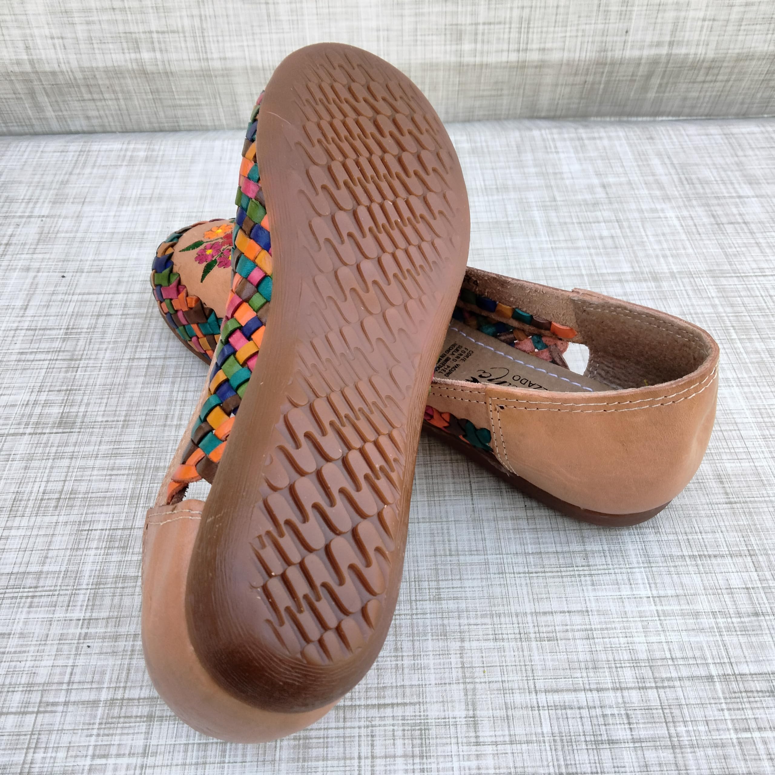 Handmade Artisan Huarache-Ballerina Shoes from Mexico – Genuine Leather, Natural & Multicolor Options (Brown) – Women's US Sizes 5-10 – Perfect for Casual Wear, Boho Outfits & Summer Fashion