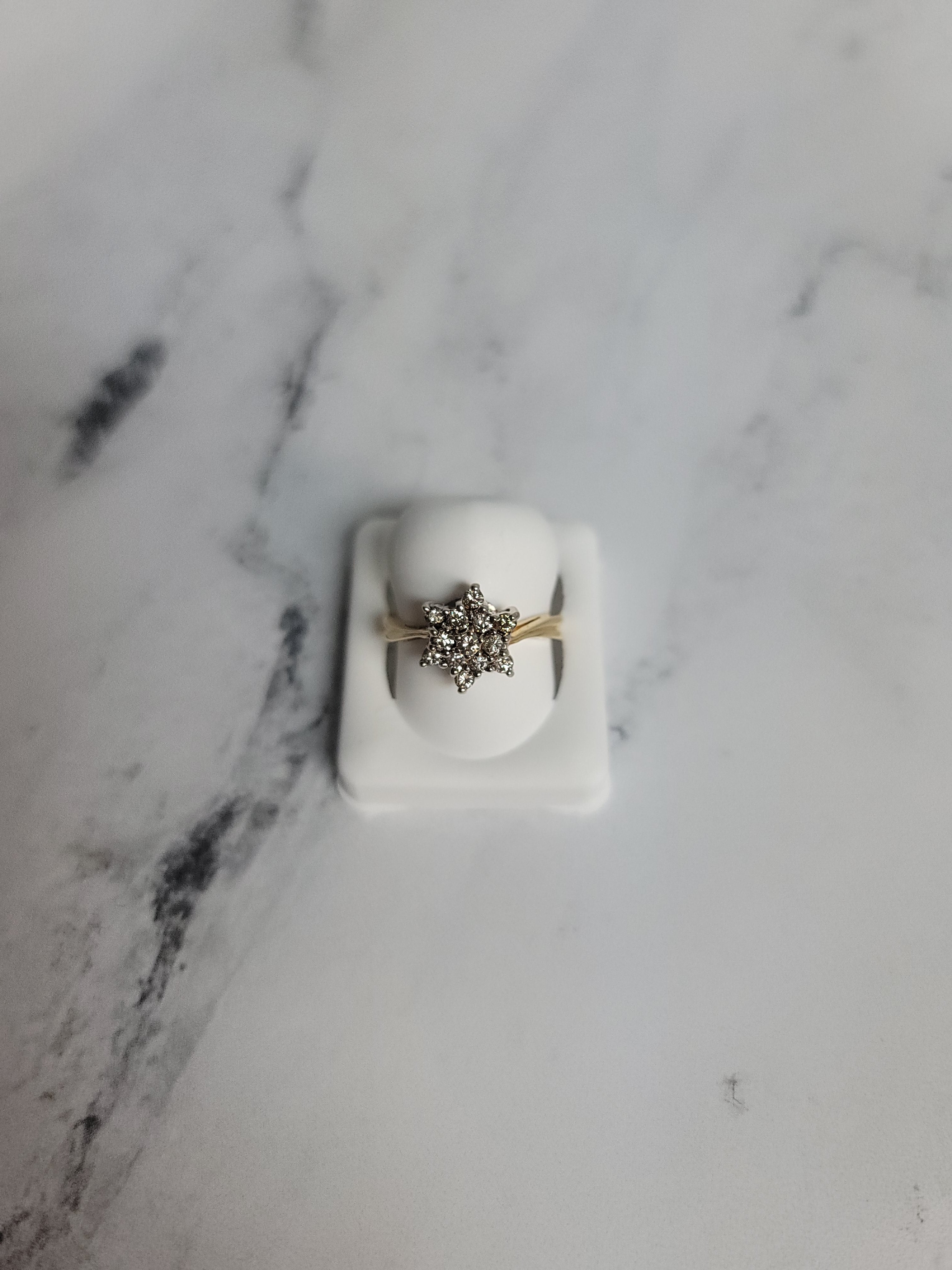 0.75cttw Star Shaped Diamond Cluster Ring in 14k Yellow Gold - Elegant Jewelry for Women, Perfect for Anniversaries, Engagements & Special Occasions