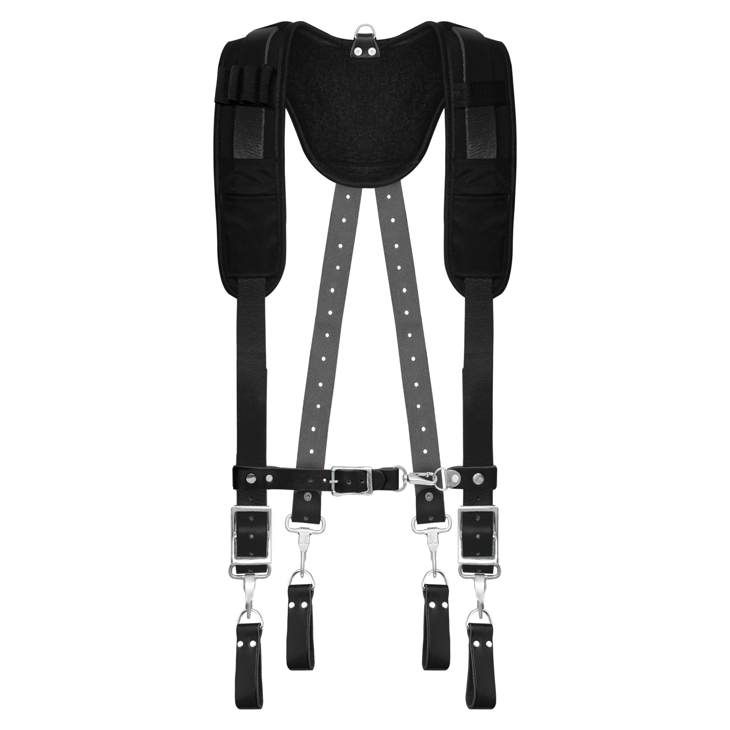FUERI Tool Belt Suspenders with 4 Detachable D-Loops - Adjustable Work Suspenders for Construction Tool Belts | Heavy Duty Support for Carpenters, Electricians & DIY Projects