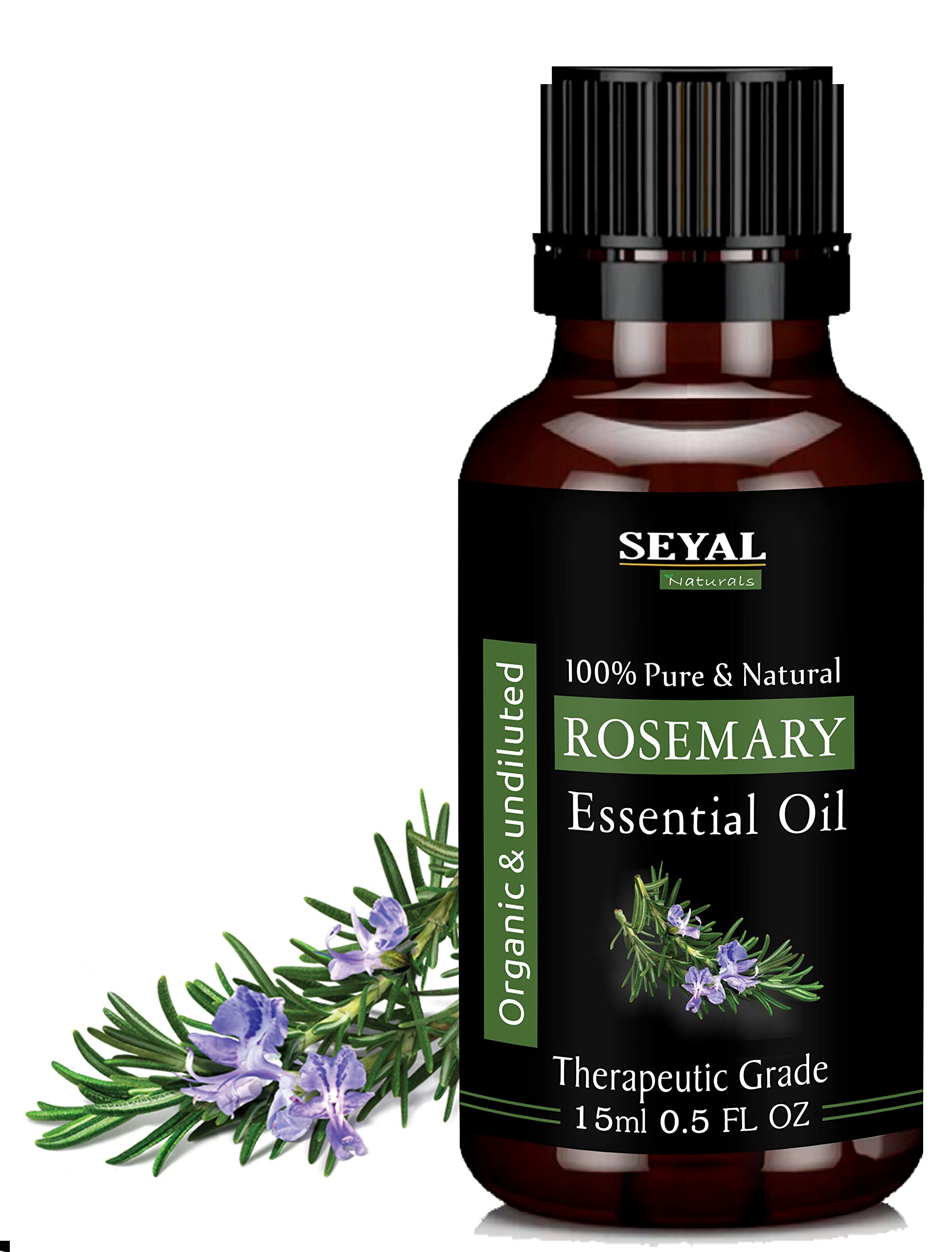 Seyal 100% Pure Rosemary Essential Oil - Natural Therapeutic Grade for Hair Growth, Skin Care & Aromatherapy | Highly Concentrated Fragrance Oil for Diffusers, Candles, Soap Making | Relaxing Aroma for Spa, Yoga & Home Use (15ml)