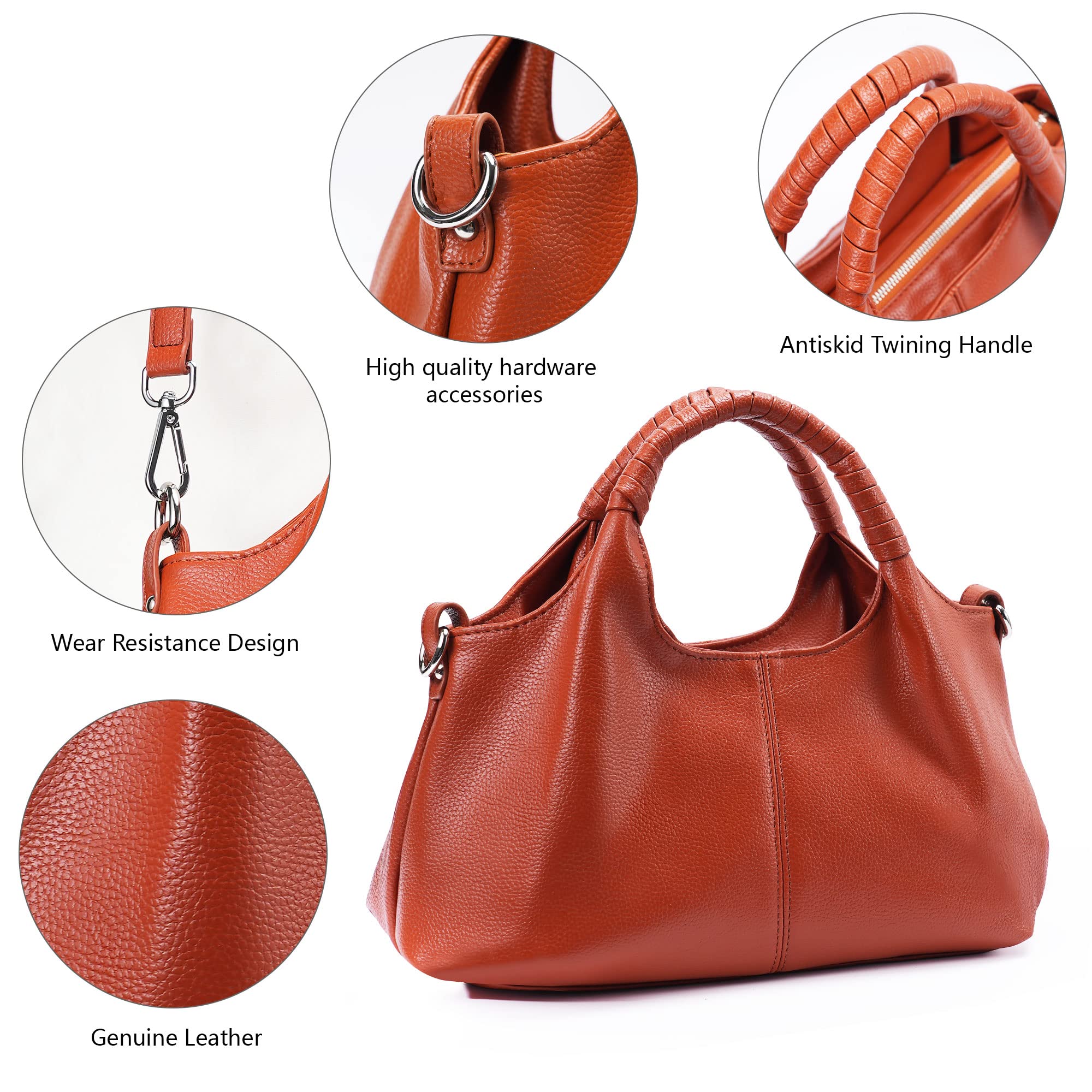 Genuine Leather Handbags for Women - Top Handle Satchel & Hobo Crossbody Purse | Durable Designer Bags for Work, Travel & Everyday Use