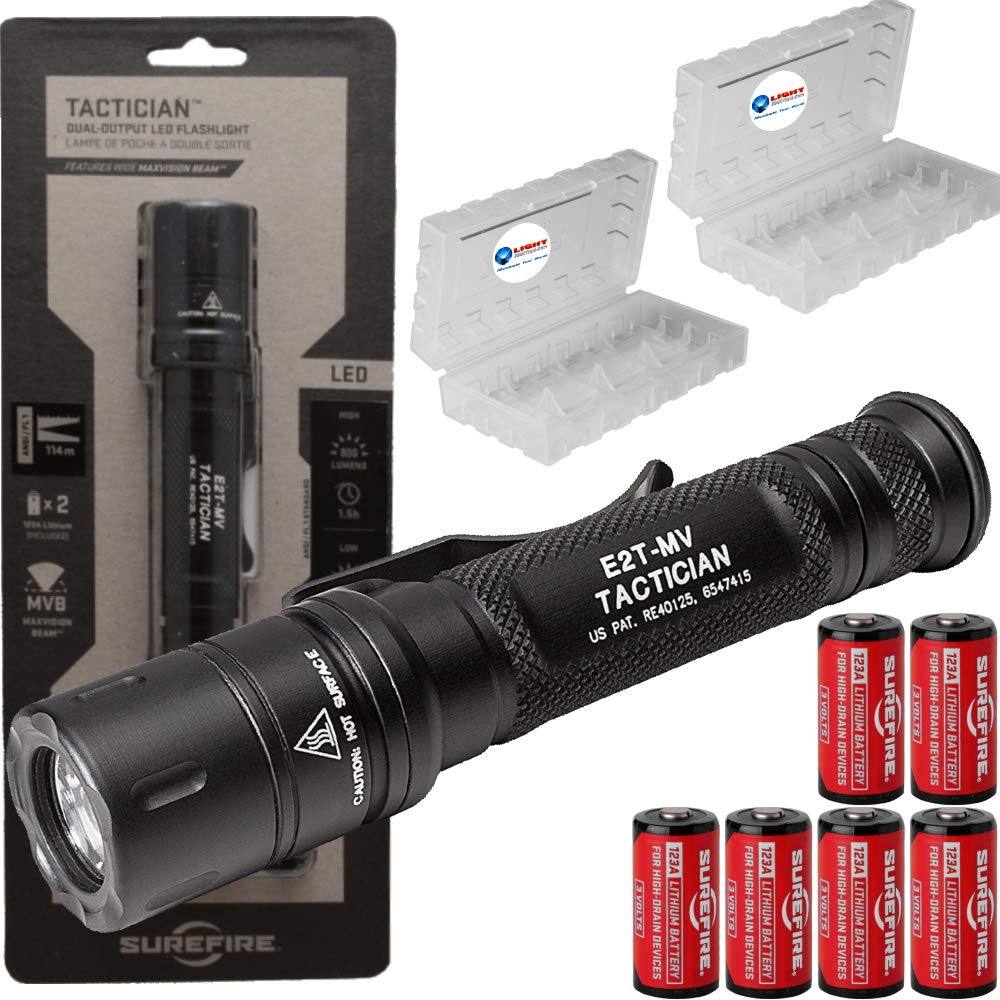 SureFire Tactician 800 Lumen Tactical EDC Flashlight with 6 CR123A Batteries & 2 Battery Cases - High-Powered LED Flashlight for Outdoor, Camping, Hiking & Emergency Use