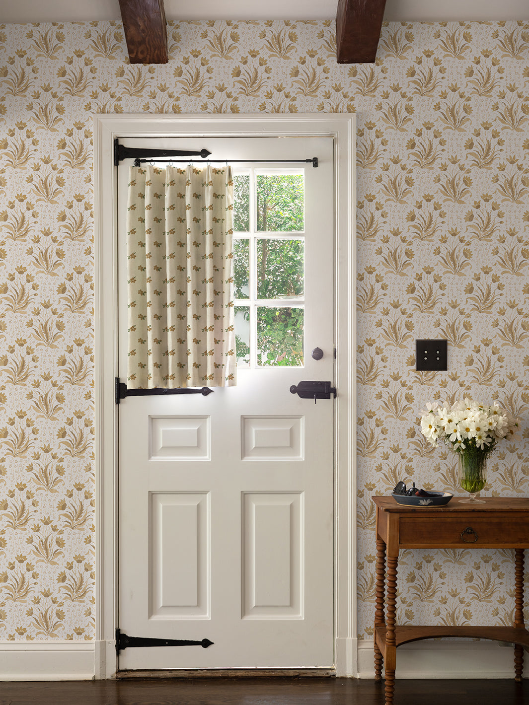 Nathan Turner Hillhouse Floral Tonal Mustard Wallpaper - Peel and Stick Removable Wallpaper for Bedroom, Living Room, Nursery Decor