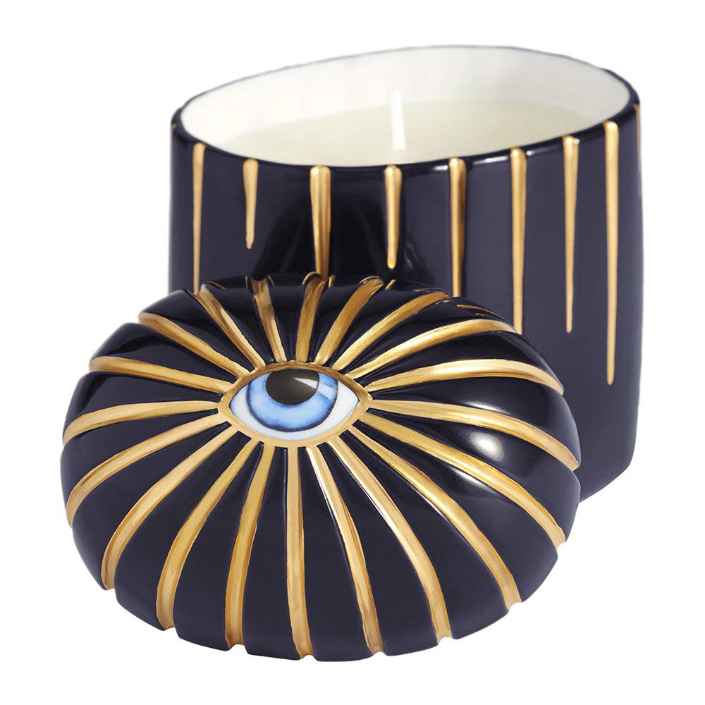 L'Objet Lito Eye Candle in Blue & Gold - Handmade Decorative Scented Candle for Home Decor, Meditation & Gift Giving