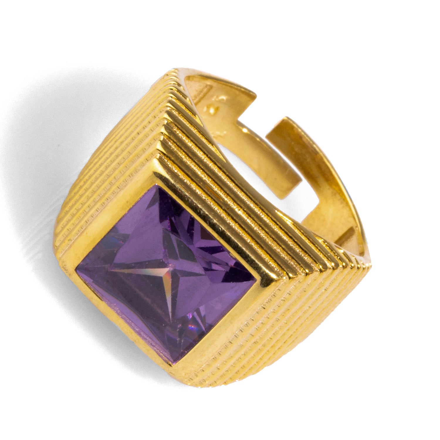 Majestic Amethyst & Gold Vermeil Chunky Signet Ring for Women - Elegant Statement Jewelry for Parties, Weddings & Special Occasions