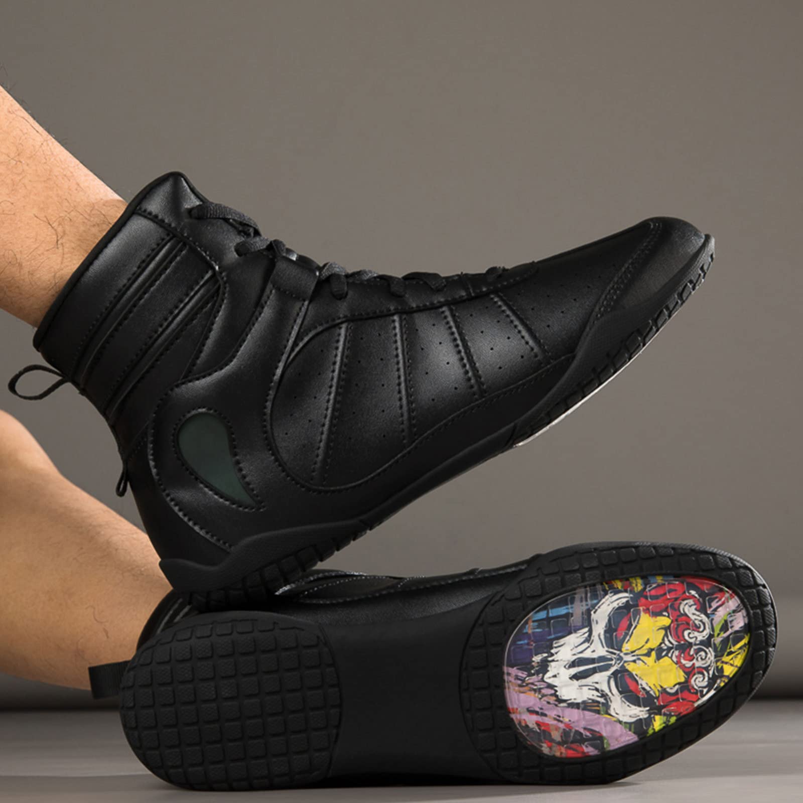 EMDPBD Professional Boxing & Wrestling Shoes for Men - Breathable Combat Training Boots with Rubber Sole - Black Size 10 | Perfect for MMA, Boxing, Wrestling & Gym Workouts
