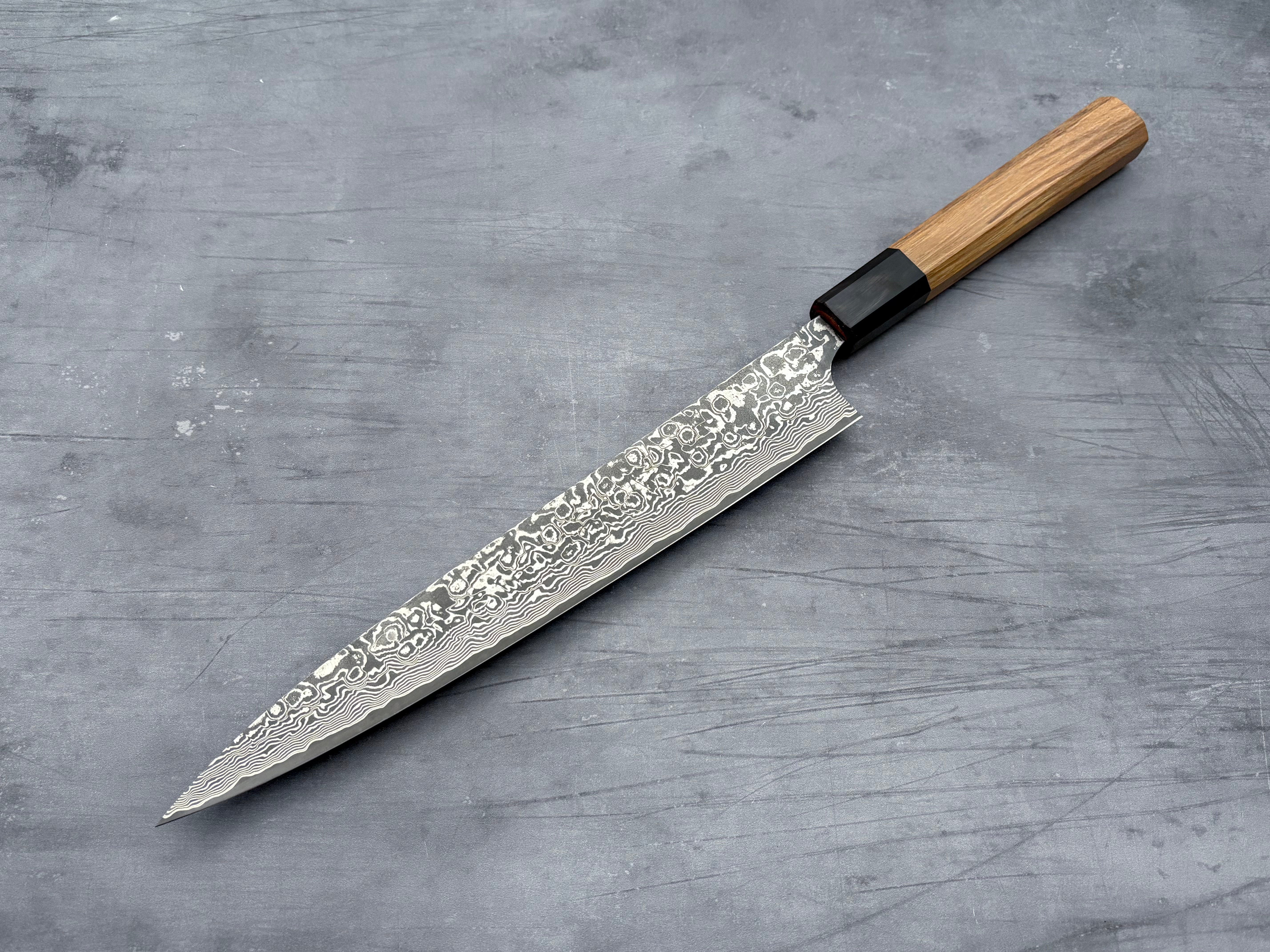 Premium Takeshi Saji R2 Damascus Sujihiki 240mm Japanese Chef Knife - High Carbon Steel, Razor Sharp Blade for Slicing Meat, Sushi & Precision Cutting - Perfect for Professional Chefs & Home Cooking Enthusiasts