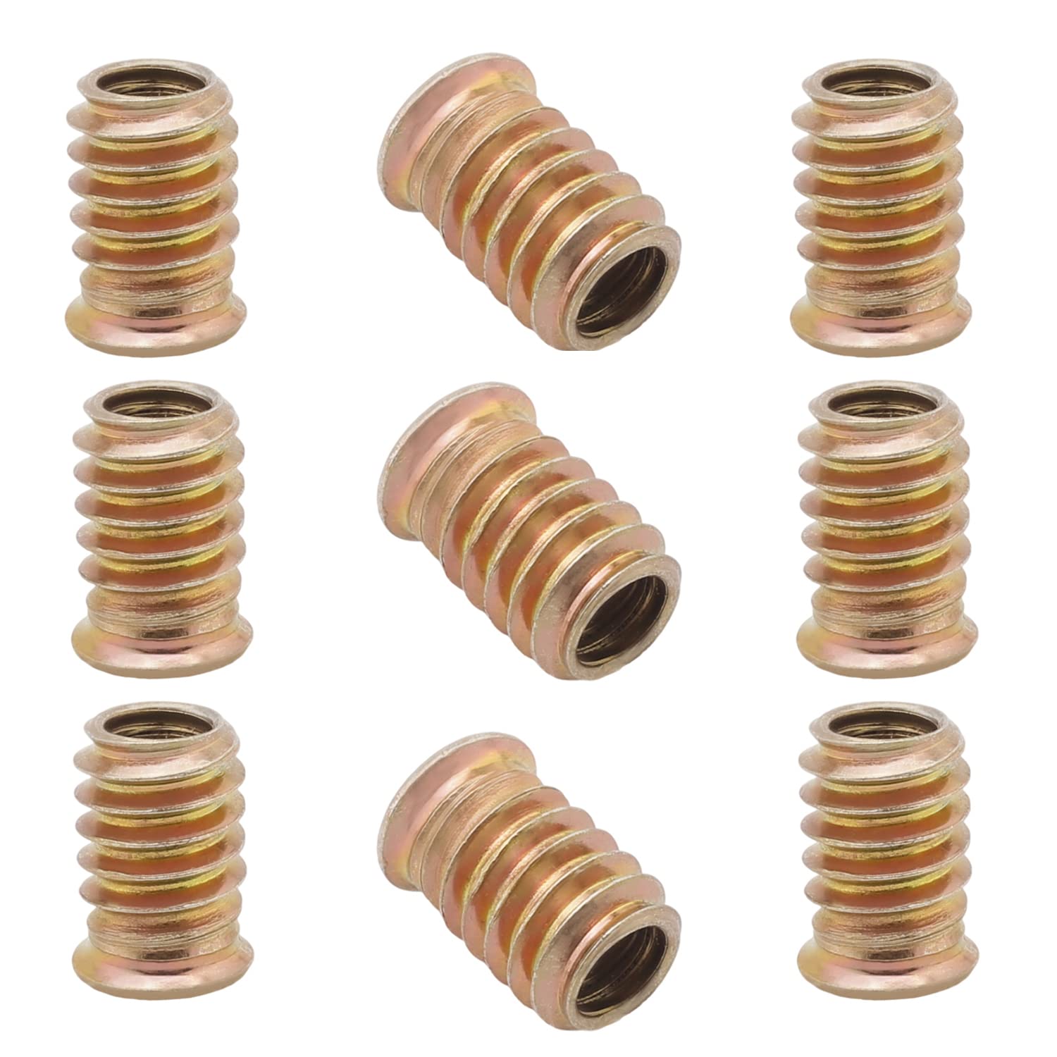 MroMax 30Pcs M8 Hex Threaded Inserts - Zinc Plated Carbon Steel Flanged Screw-in Nuts for Wood Furniture | Hex Socket Drive | 20mm Threaded Inserts | Durable Fastener Connector for DIY Projects, Cabinets & Home Repair