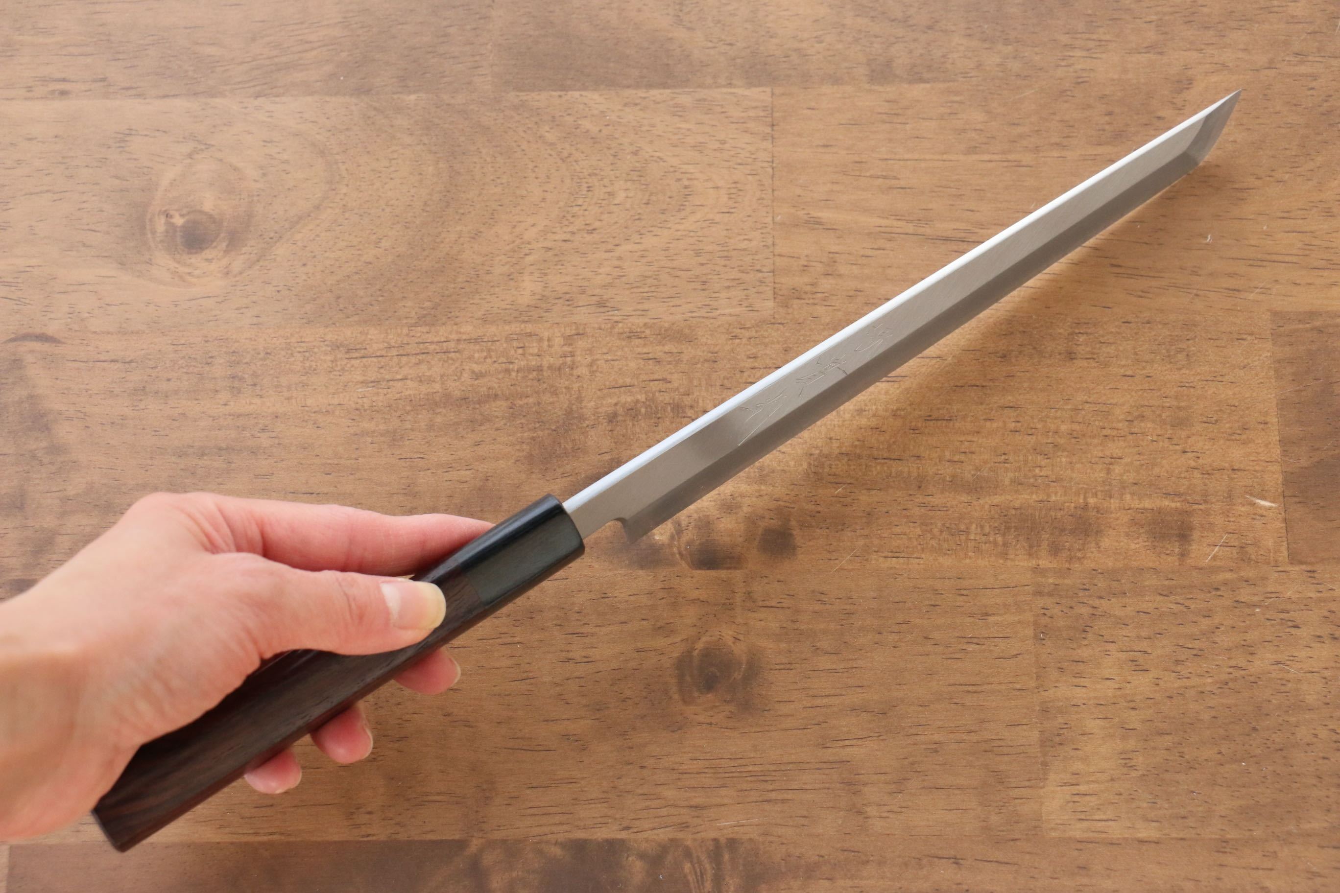 Premium Jikko White Steel No.2 Sakimaru Yanagiba Sushi Knife 210mm with Exquisite Shitan Handle - Perfect for Sushi Chefs & Japanese Cuisine Preparation