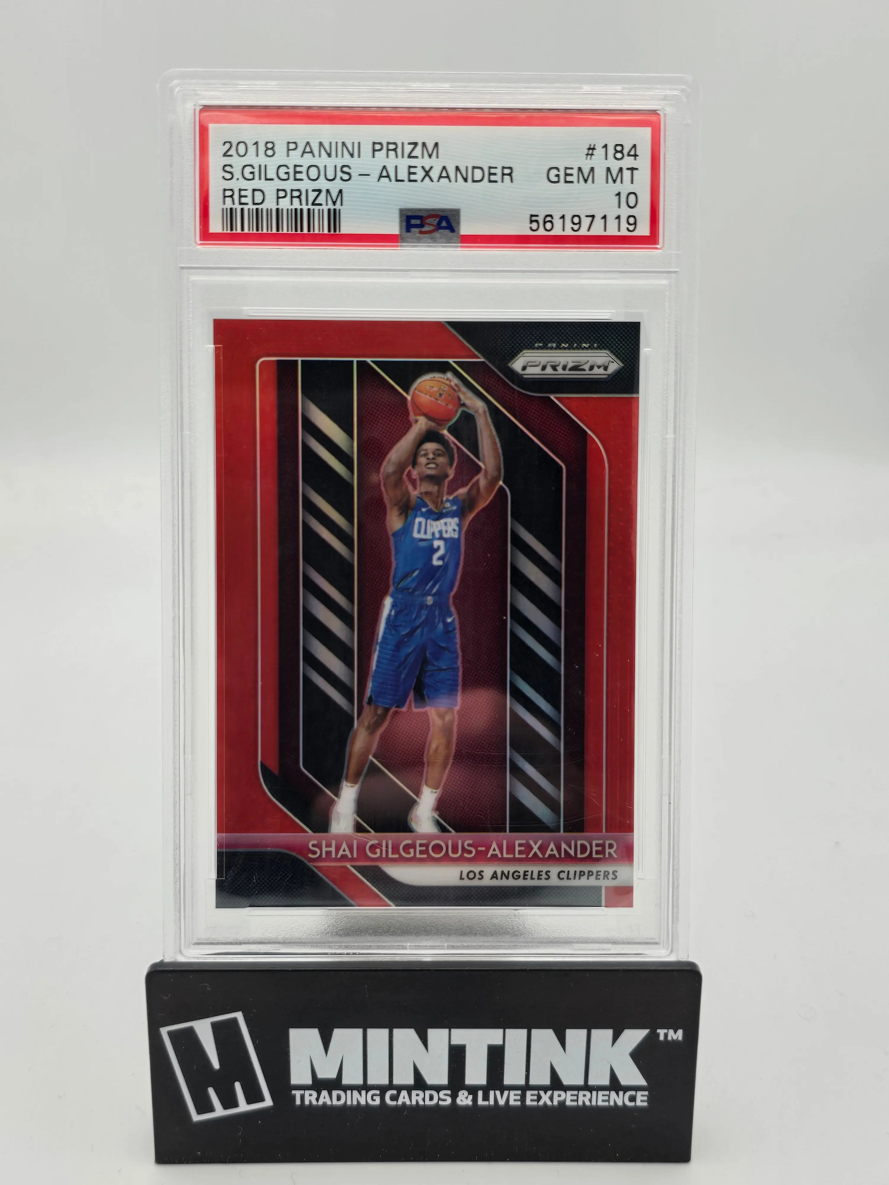 2018 Panini Prizm Shai Gilgeous-Alexander Rookie Card Red Prizm PSA 10 Gem Mint #/299 - Basketball Collectible for Investors & Fans