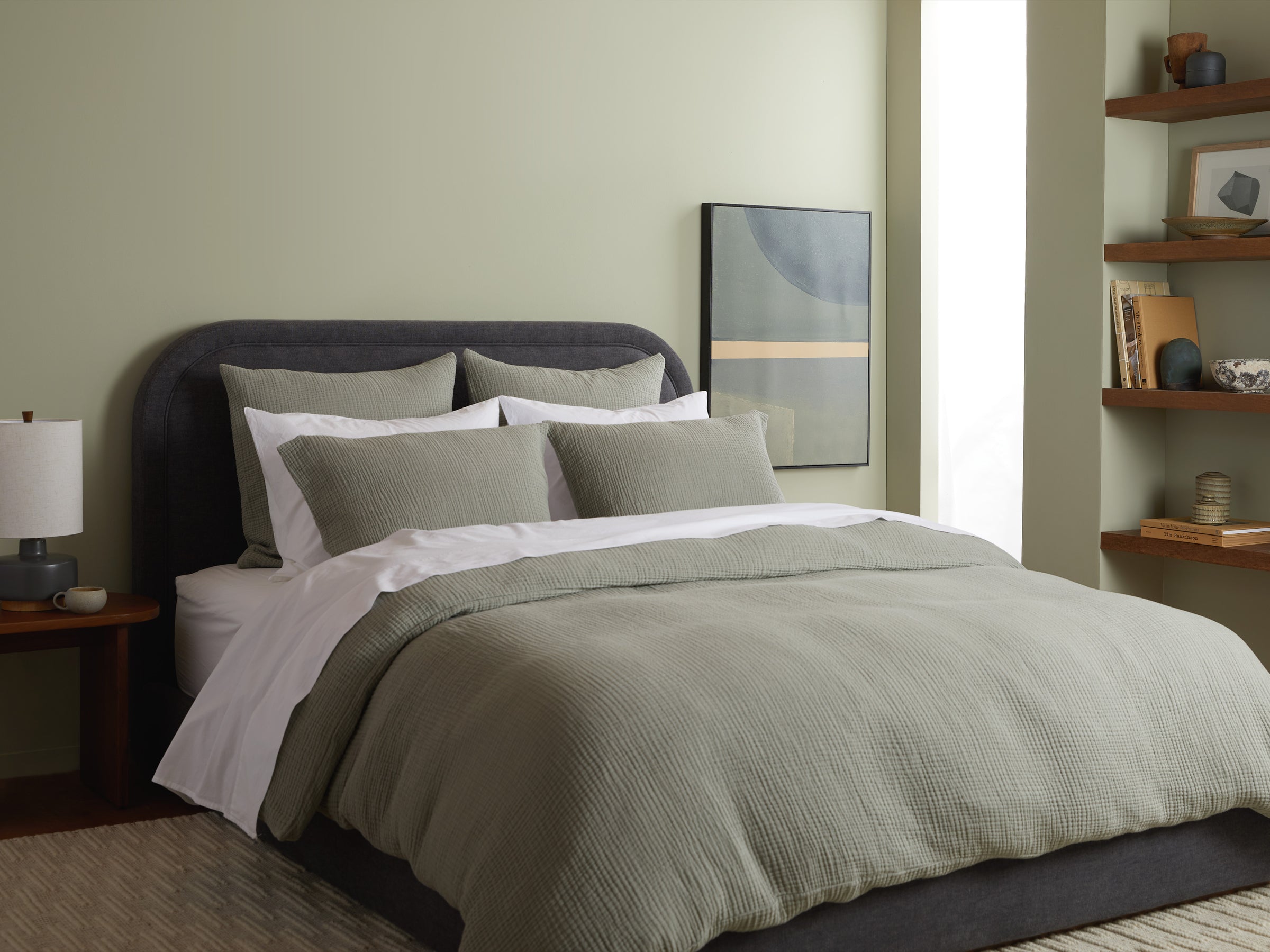 Organic Cloud Cotton Euro Sham Pillowcase - Soft & Breathable Moss Green - Perfect for Bedroom, Guest Room & Luxury Hotel Decor