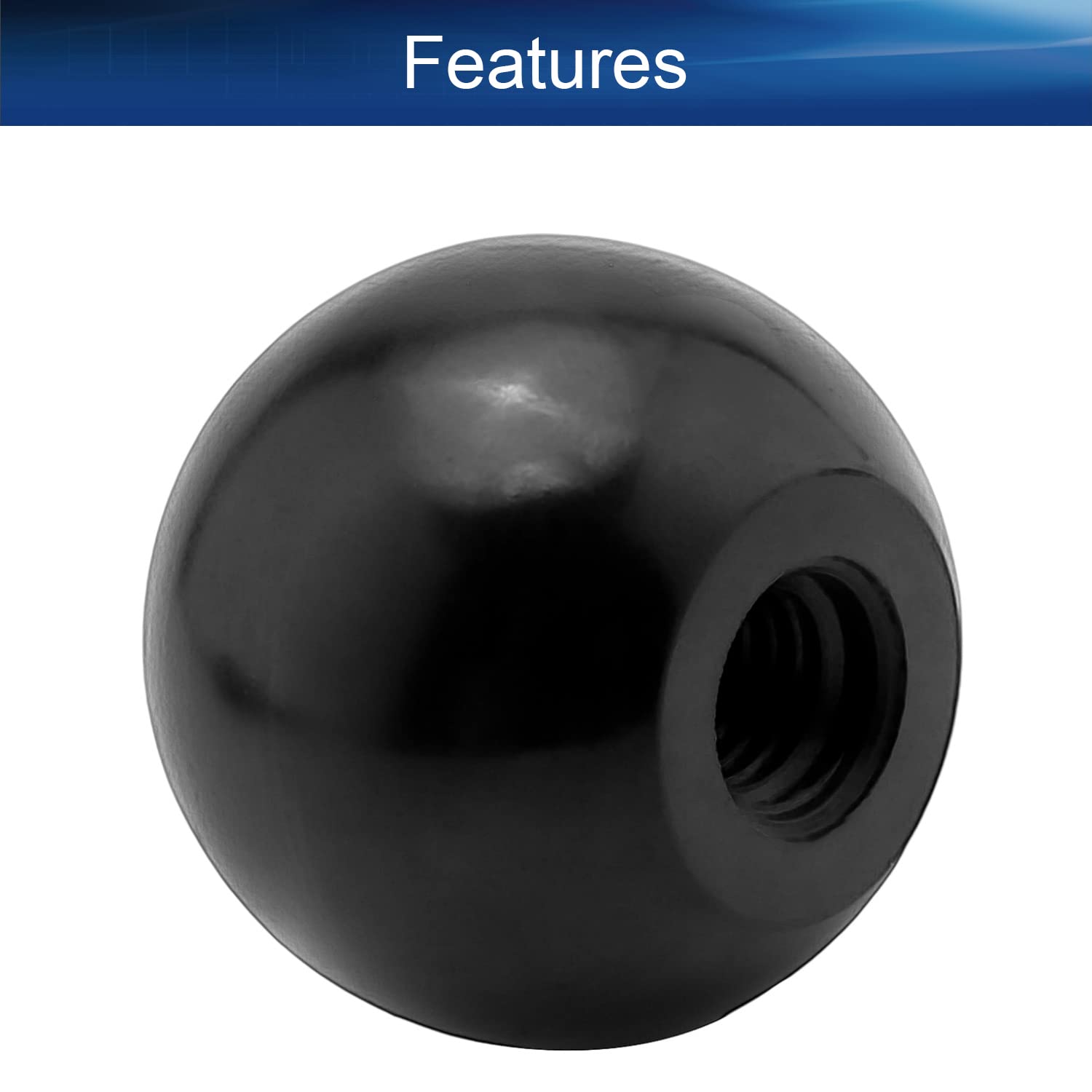 5Pcs Black Bakelite Ball Knob M10 Female Thread Thermoset Handle - 32mm Diameter Smooth Rim for Lawn Mowers & Exercise Equipment - Easy Grip, No Twist Needed for Outdoor & Workshop Tools