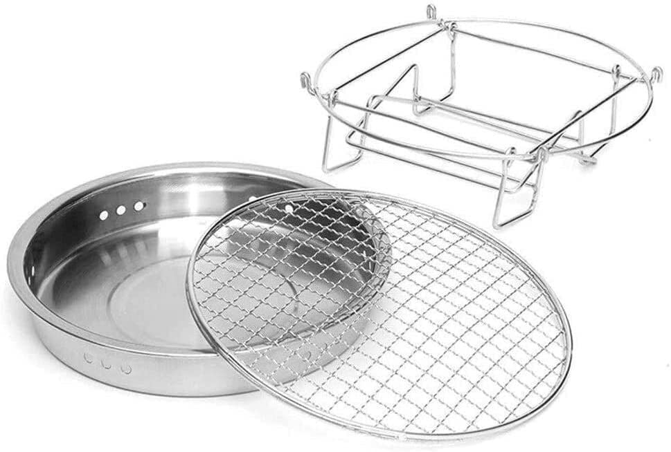 Habrur Portable Stainless Steel Charcoal BBQ Grill - 30x18.3cm Round Outdoor Cooking Stove for Backyard, Camping & Picnic | Perfect for Grilling Burgers, Steaks & Vegetables