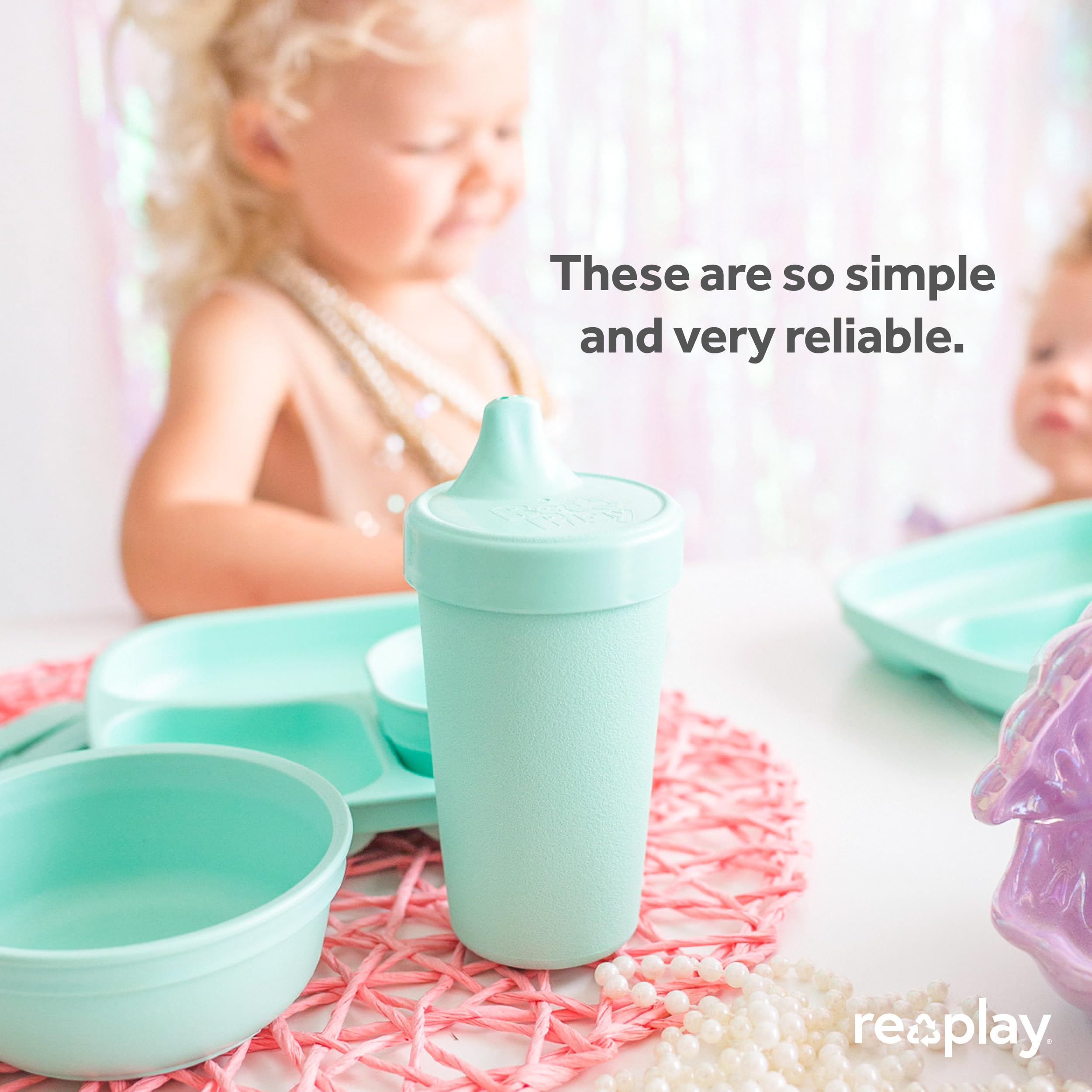 Re-Play USA Made 2-Pack Toddler Sippy Cups 10oz - BPA-Free Spill-Proof Kids Drinking Cups with Hard Spout - Dishwasher & Microwave Safe (3.13