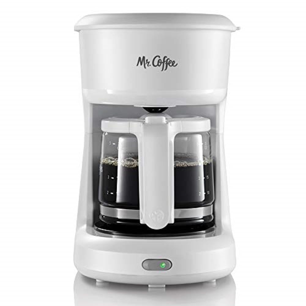 Mr. Coffee 2134286 5-Cup Mini Brew Switch Coffee Maker, White - Compact Drip Coffee Machine for Small Kitchens, Offices & Dorm Rooms