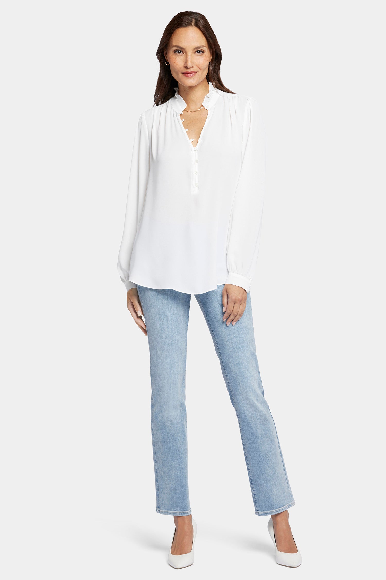 Hannah Blouse Women's Fashion Top in Optic White - Perfect for Office Wear, Casual Outfits & Special Occasions
