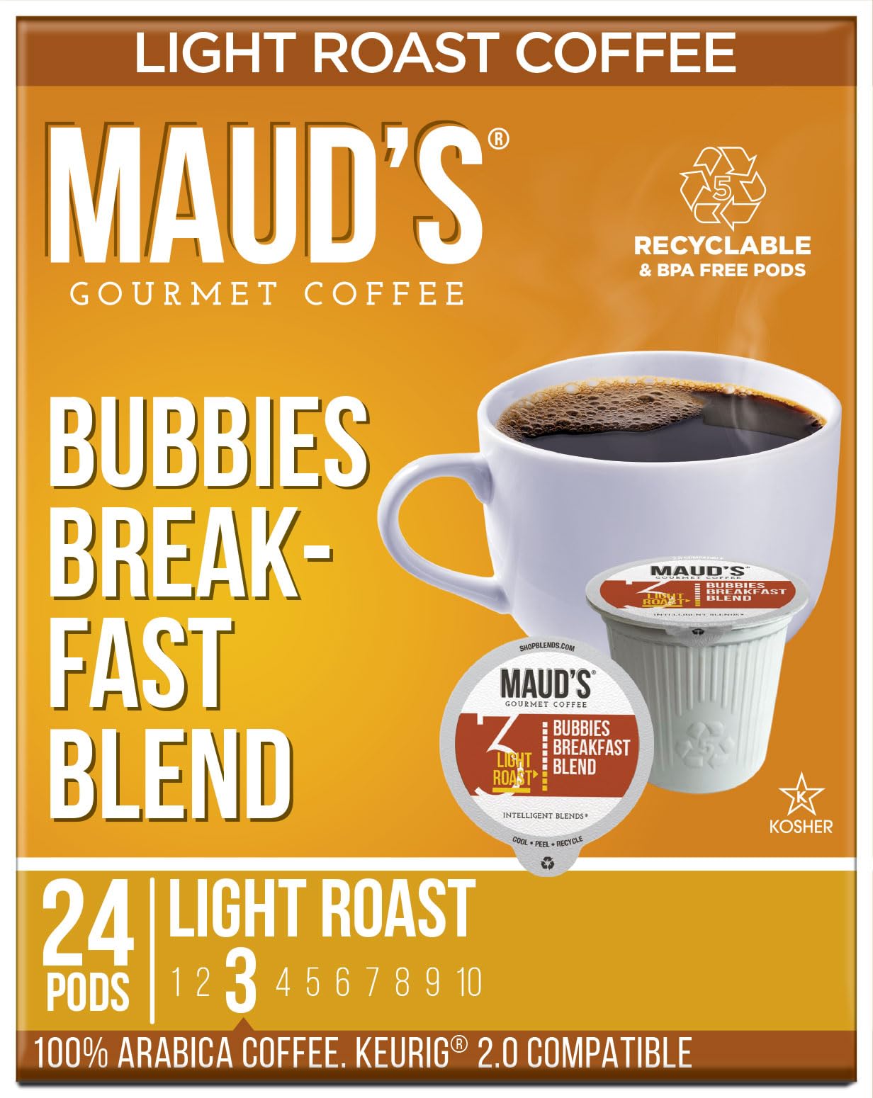 Maud's Light Roast Coffee Pods 24ct - 100% Arabica, Keurig K-Cup Compatible for Morning Brew