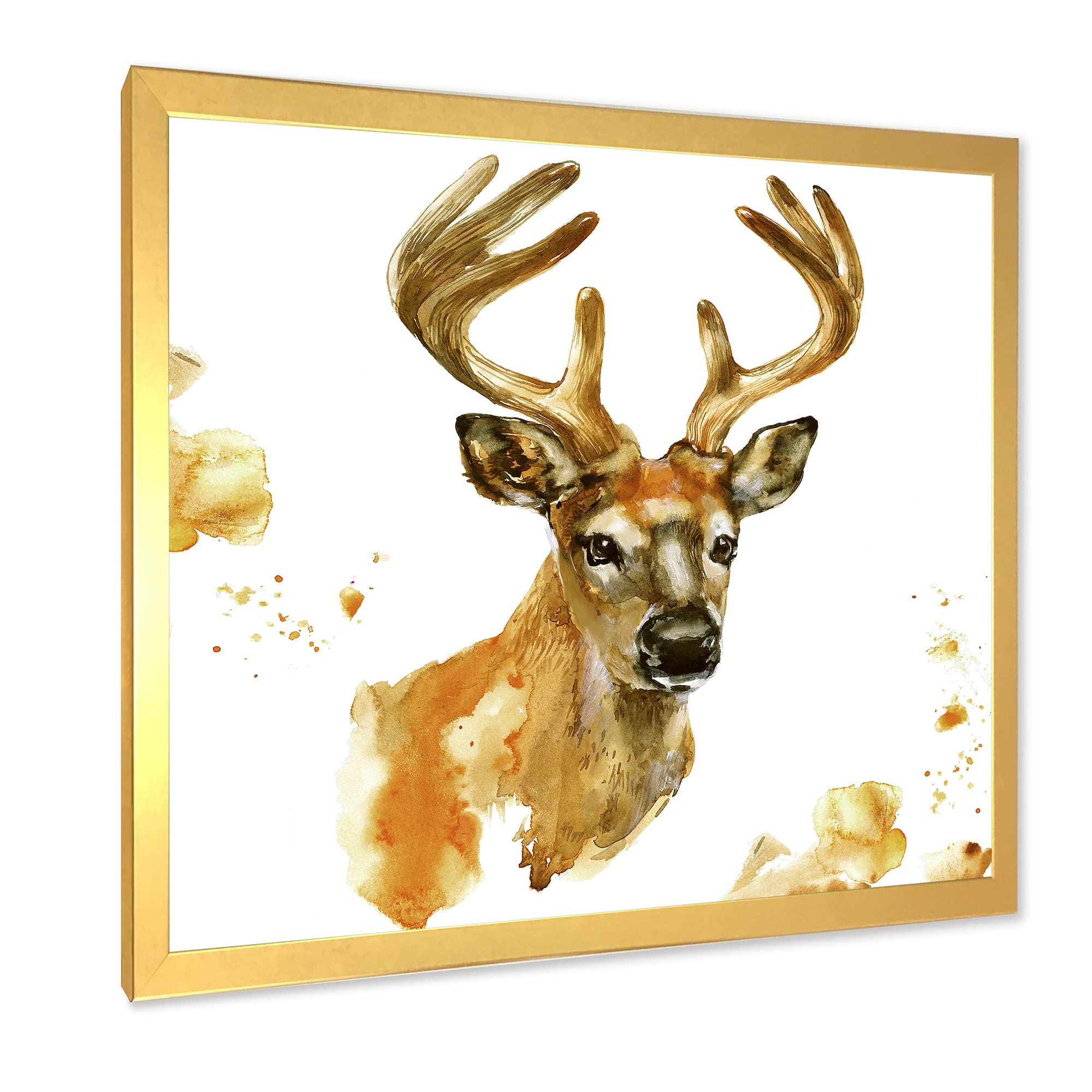 DesignQ Framed Deer Portrait Wall Art - Rustic Big Horns Decor for Farmhouse, Living Room & Bedroom