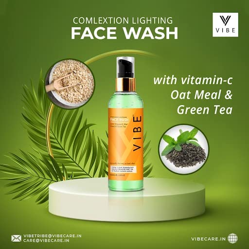 VIBE Aqua Citrus Vitamin C Body Wash 300ml & Green Tea Face Wash 100ml Combo Pack - Hydrating & Refreshing Skincare Duo for Daily Shower & Facial Cleansing Routine