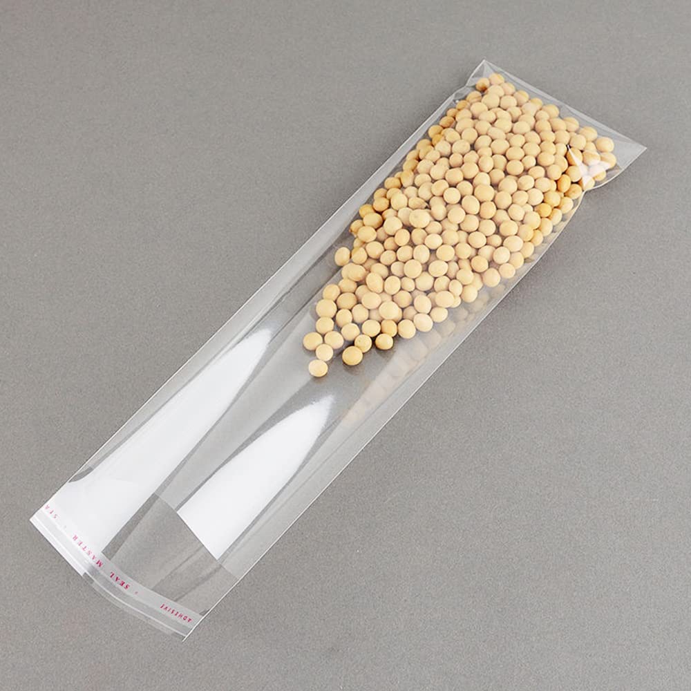 3 x 8-inch Pretzel Rod Bags - Self Sealing Cellophane Treat Bags for Cake Pops, Chocolate Covered Popsicles & Candy (100 Count) | Perfect for Party Favors, Wedding Treats & Classroom Snacks