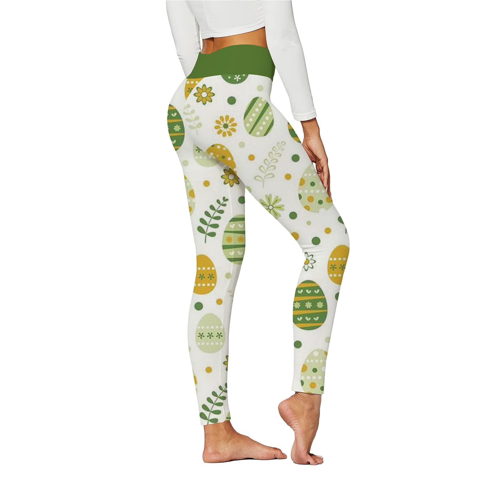 Women's High Waist Workout Leggings - Butt Lift Sports Tights for Running & Gym (Green)