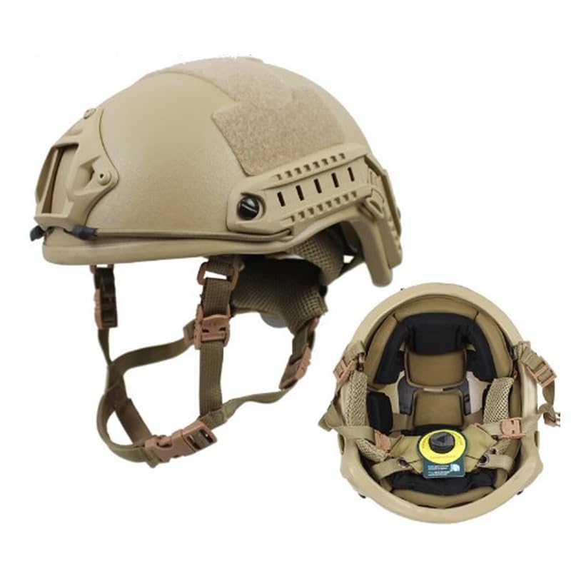 NIJ IIIA Bulletproof Tactical Helmet - Lightweight 1.45kg UHMWPE Military Helmet in Sand Color for SWAT, Police, Airsoft & Outdoor Shooting Protection