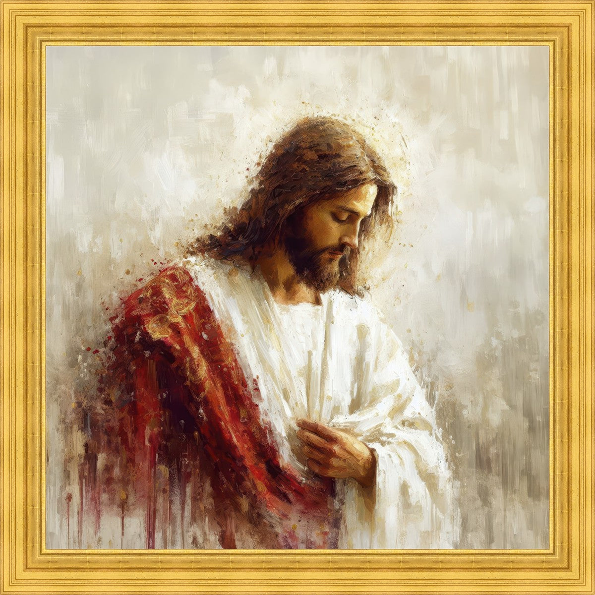 Large Jesus Christ in Red Robes Wall Art - Religious Home Decor for Living Room, Church & Prayer Space