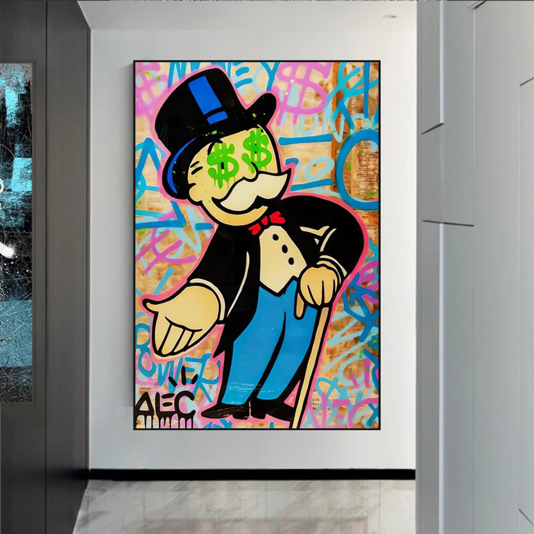 Alec Monopoly Graffiti Art Canvas Print - Urban Street Art Wall Decor for Living Room, Bedroom & Office