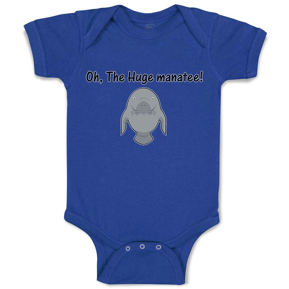 Custom Baby Bodysuit - Oh The Huge Manatee Zoo Funny Cotton Onesie for Boys & Girls - Royal Blue Newborn Outfit for Zoo Visits & Playdates