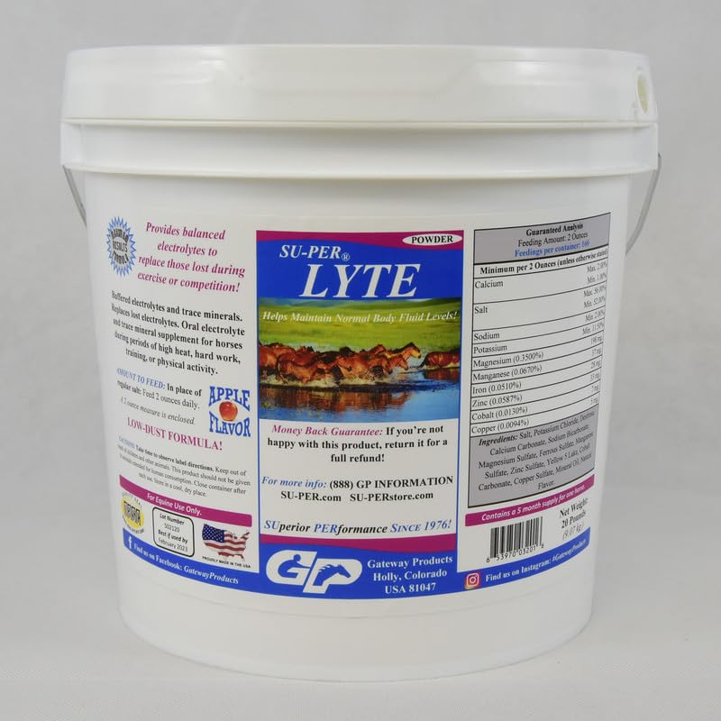 Lyte Horse Electrolyte Supplement for Performance Horses - 20lb (5 Month Supply) - Maintains Normal Body Fluid Levels & Replenishes Minerals - Ideal for Training, Racing, and Hot Weather Recovery
