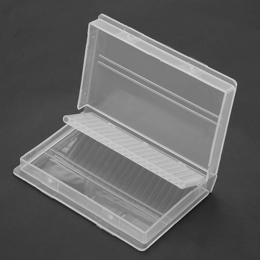 20 Slots Clear Plastic Nail Drill Bits Holder - Dustproof Manicure Tool Storage Box for Nail Salon, DIY Art & Home Organization | Perfect for Professional Nail Technicians & Home Manicure Kits