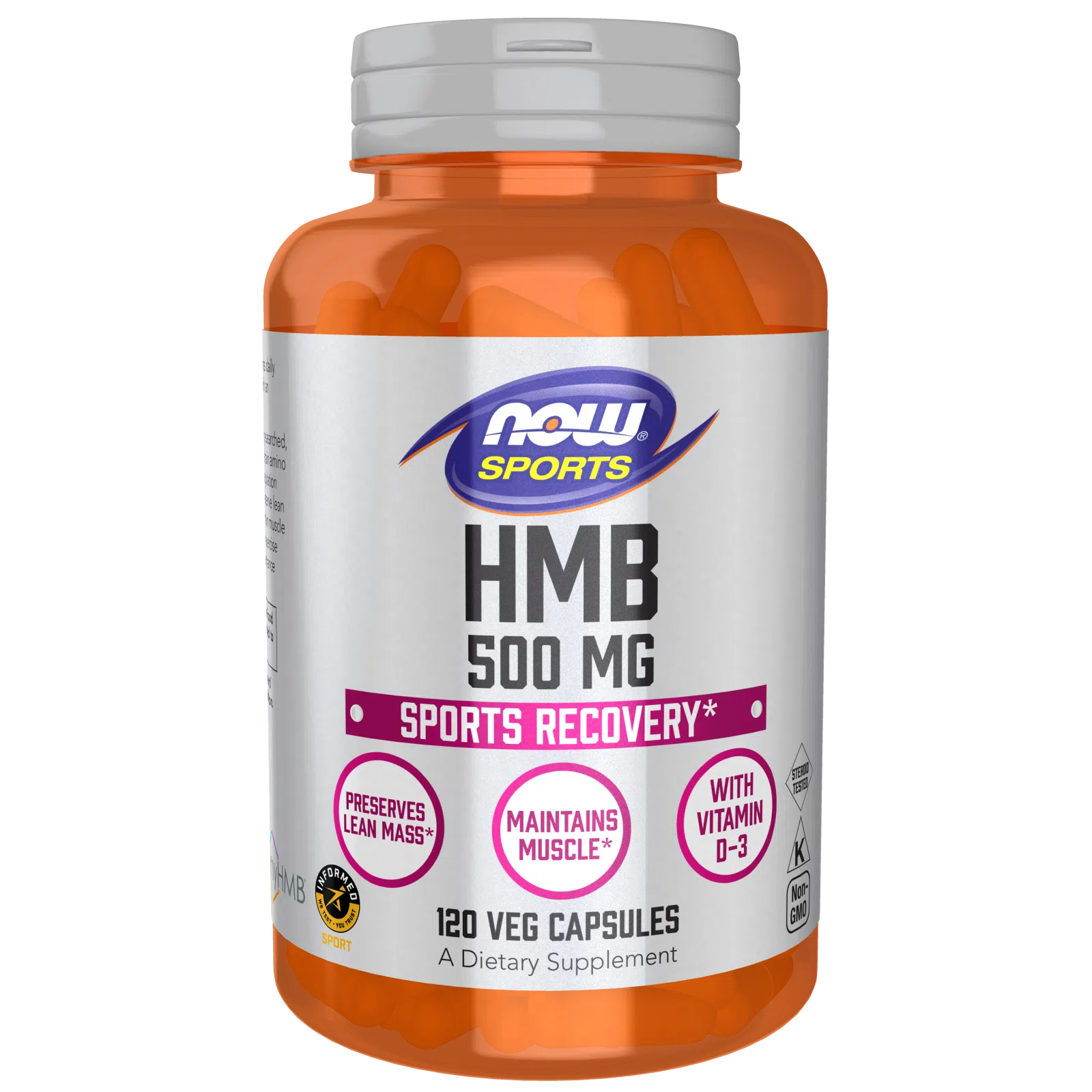 NOW Sports HMB 500mg Capsules - Muscle Recovery & Strength Supplement for Athletes & Bodybuilders - Supports Lean Muscle Growth & Workout Performance