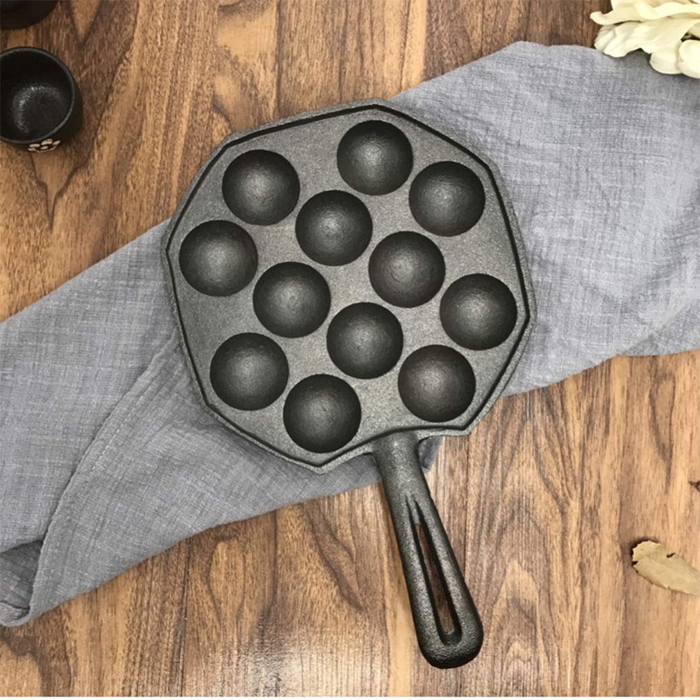 DOITOOL Cast Iron Octopus Ball Maker Pan - Nonstick 12-Hole Grill Pan for Stovetop, Egg Ball Baking & Takoyaki - Perfect for Home Cooking, Party Snacks & Japanese Street Food Style