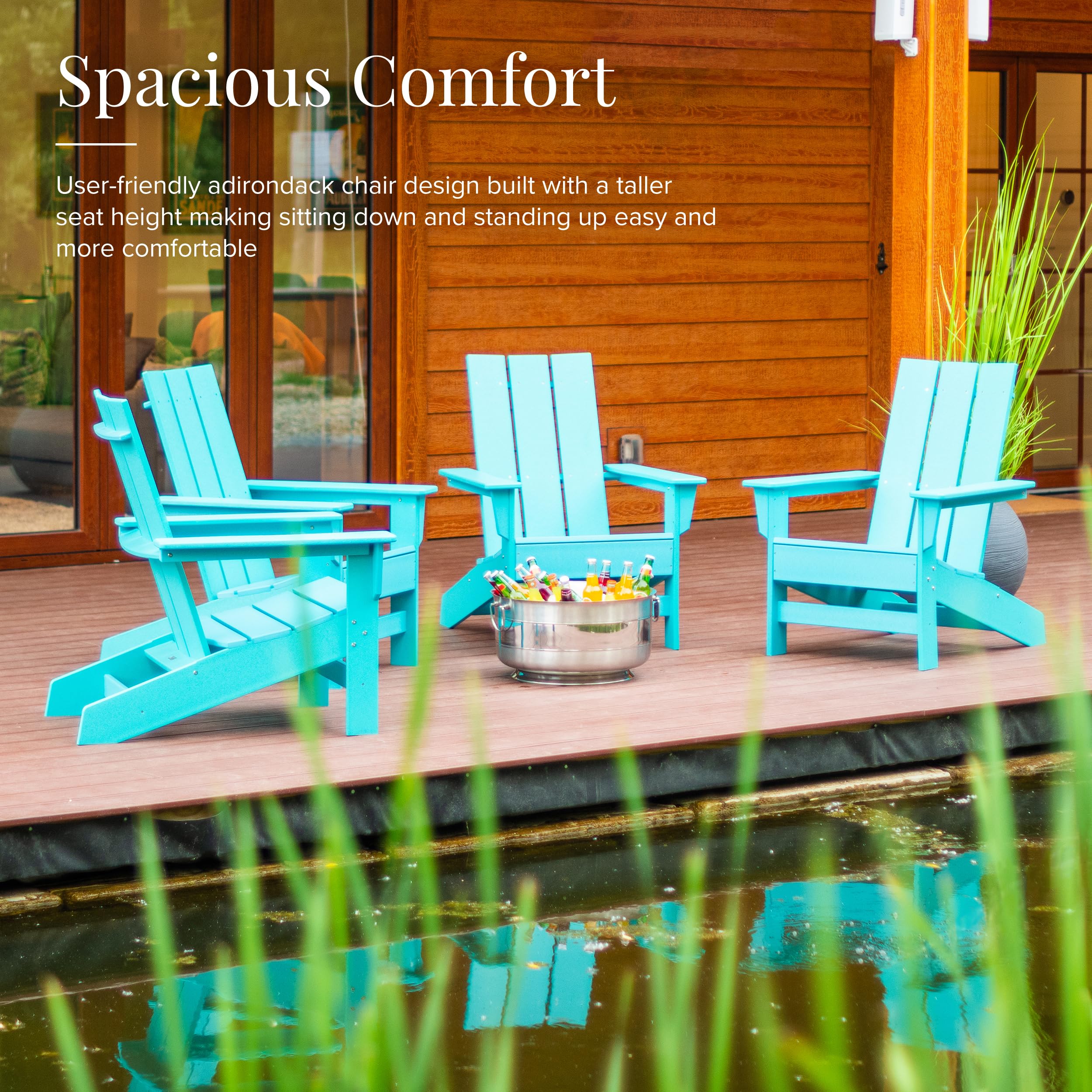 Premium Aria Adirondack Chairs Set of 2 - All-Weather Tangentwood, Oversized Patio Furniture for Porch, Lawn, Deck & Fire Pit - Low Maintenance, Durable Outdoor Seating Made in USA - Perfect for Backyard Relaxation, Poolside Lounging & Garden Gatherings