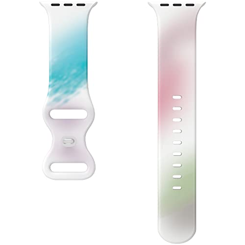Sport Apple Watch Bands 38mm 40mm 41mm 42mm 44mm 45mm - Soft Silicone Replacement Strap for Apple Watch Series SE 7 6 5 4 3 2 1 - Breathable Wristband for Women & Men - Graffiti Tie Dye Design - Perfect for Running, Gym & Daily Wear